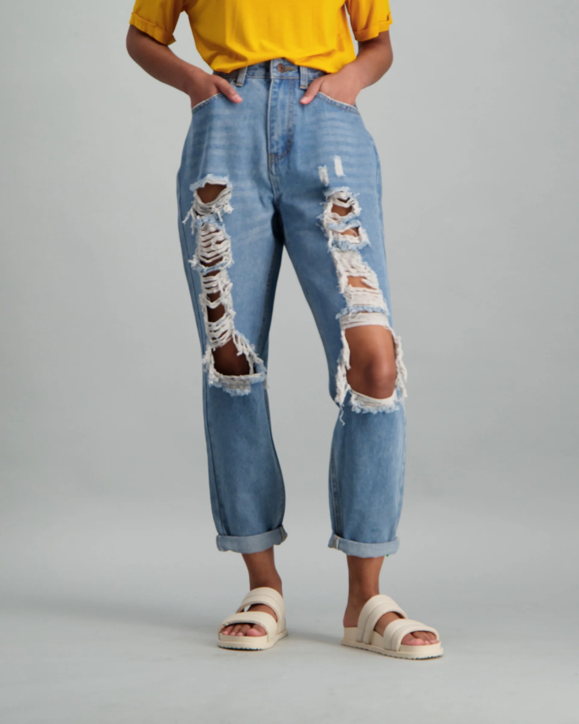 Stonewash Heavy Abraised Mom Jean