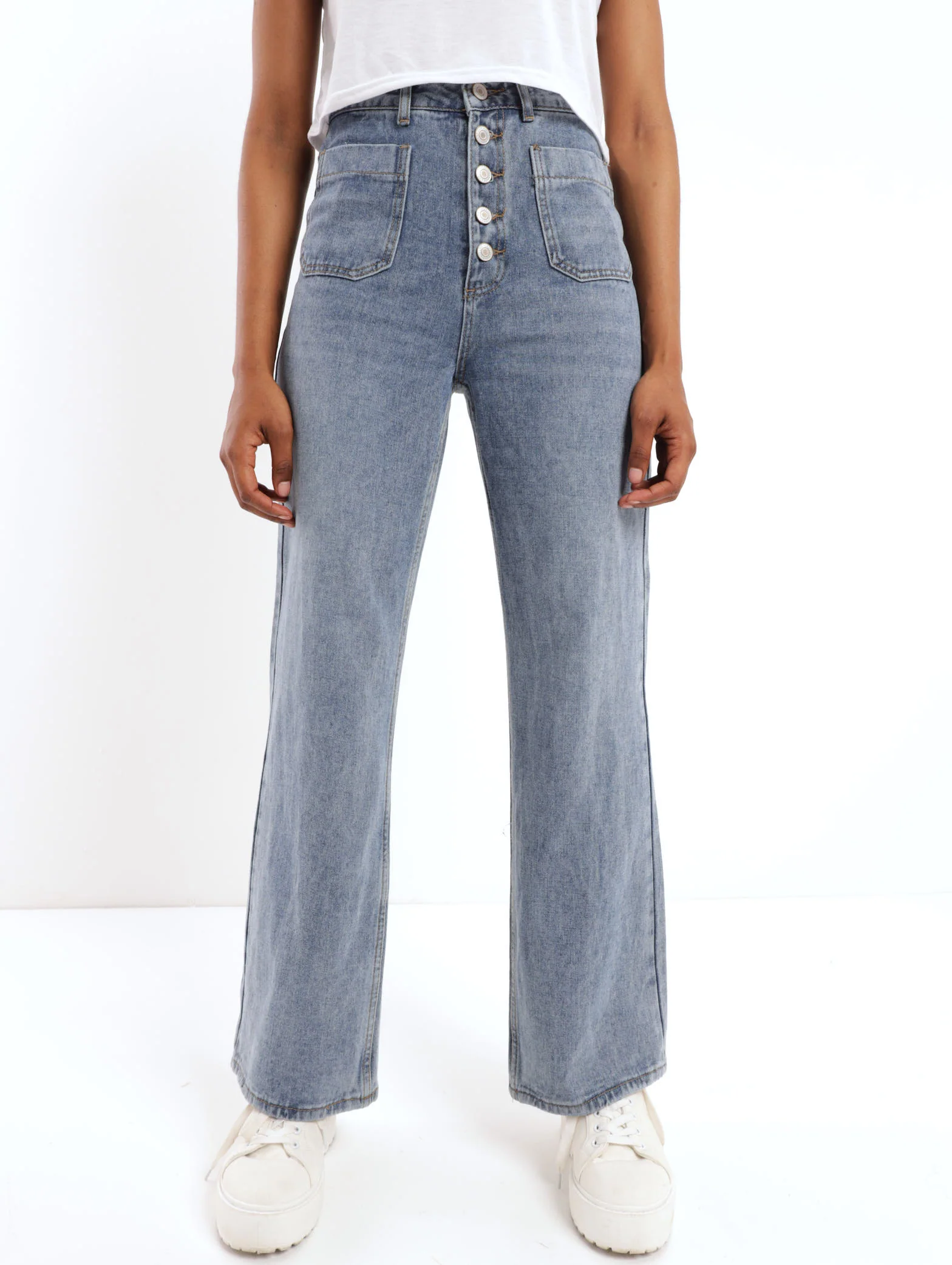 Stonewash Patch Pocket 90's Fit Denim Jean
