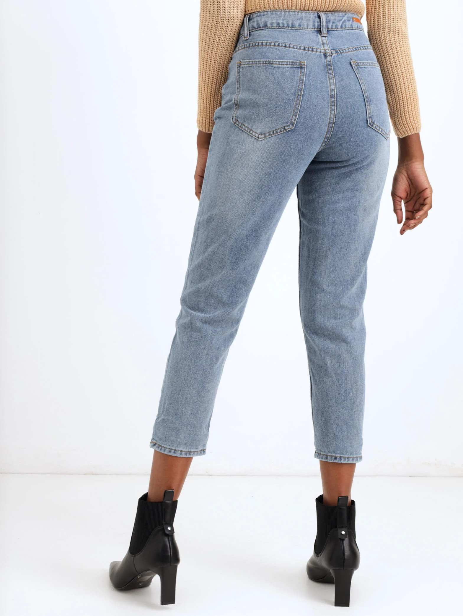 Stonewash Slash Knee Mom Denim Jean - Image 3