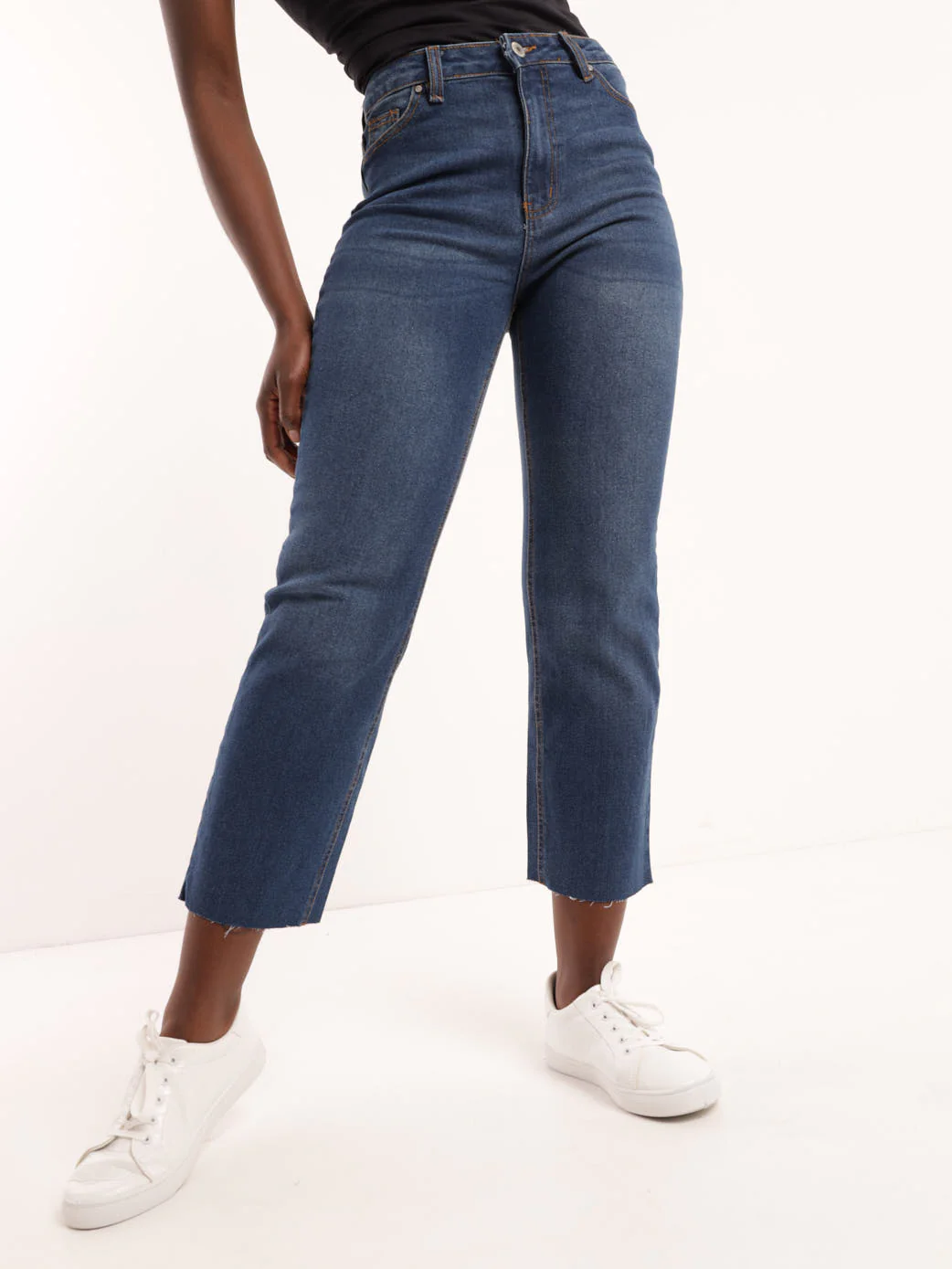 Stonewash Straightleg Stretch Denim Jean