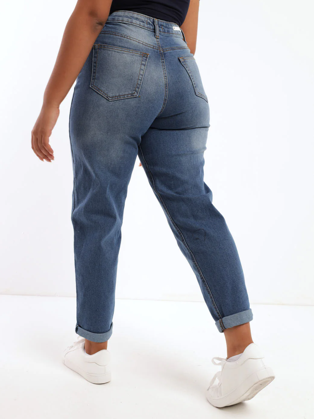 Stonewash Stretch Denim Mom Jean - Image 3