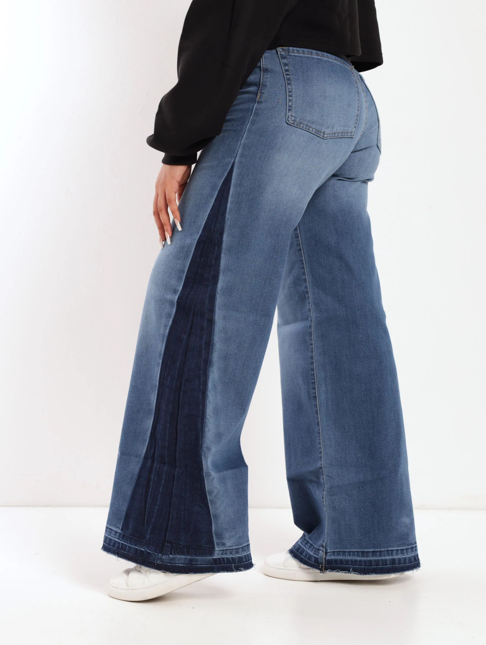 Stonewash Unpick Hem Super Wideleg Denim Jean