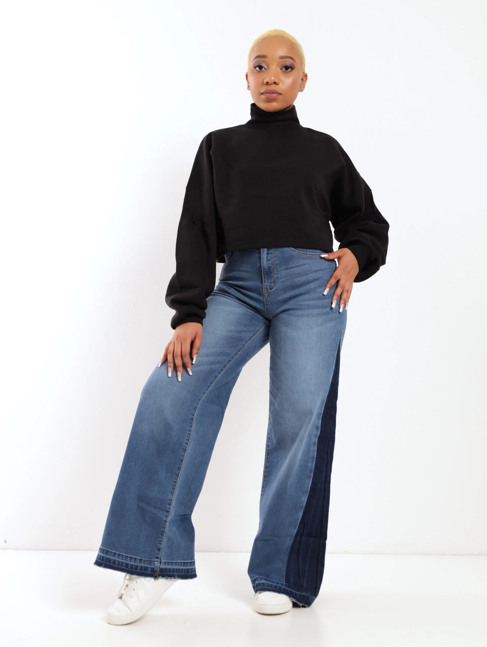Stonewash Unpick Hem Super Wideleg Denim Jean - Image 2