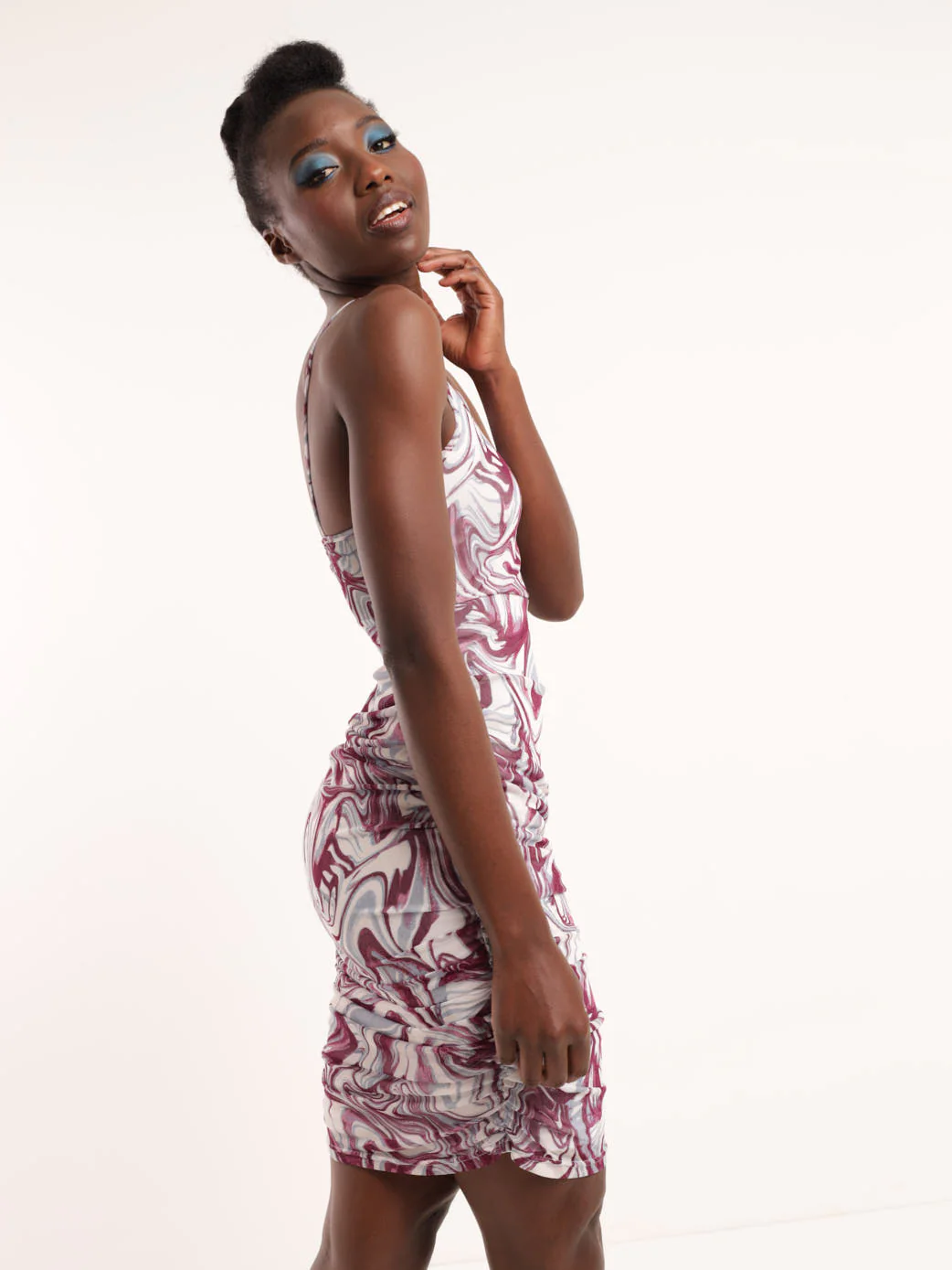 Strappy Ruched Swirl Dress - Multi - Image 3