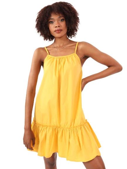 Strappy Tier Dress - Mustard