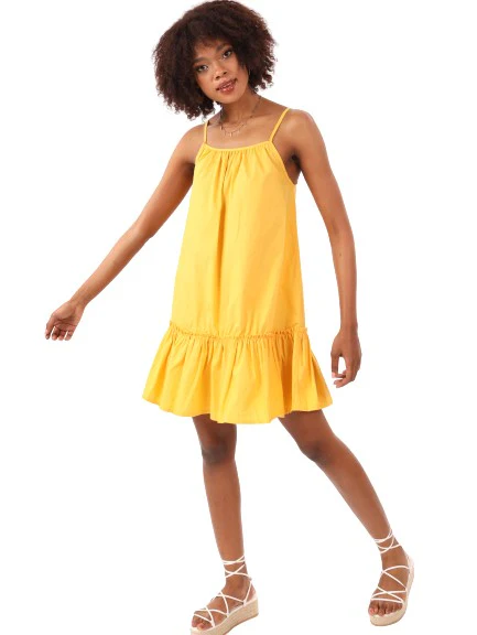 Strappy Tier Dress - Mustard - Image 2