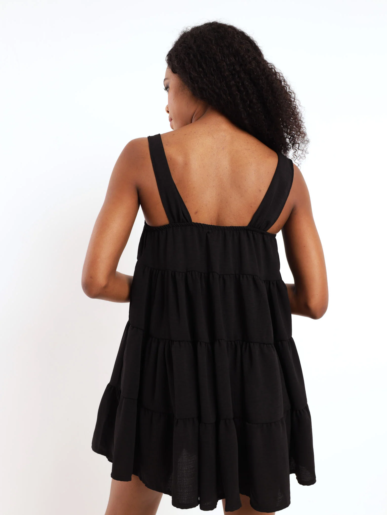 Strappy Tiered Dress - Black - Image 4