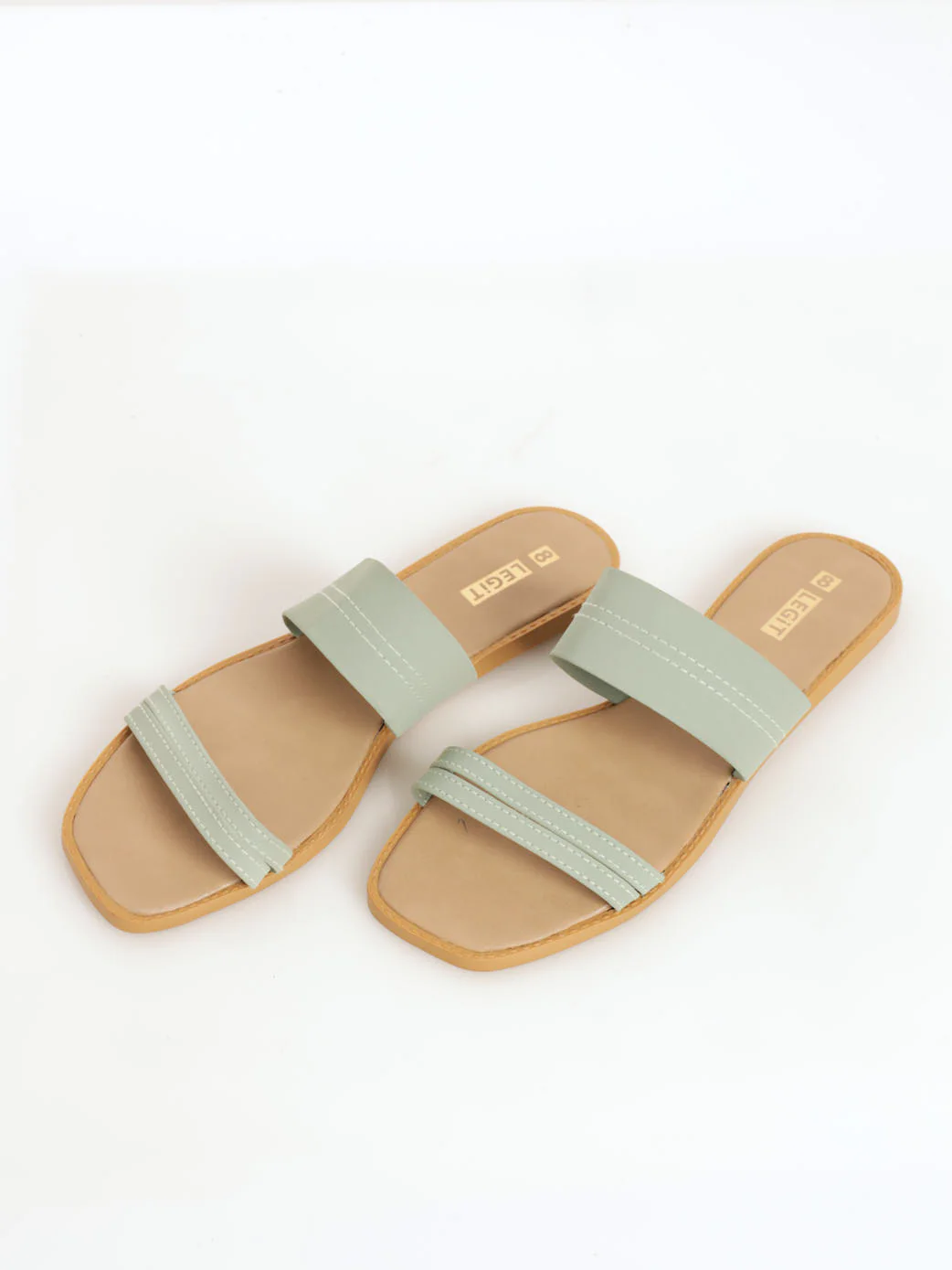 Strappy Vamp With Big Strap Mule Sandal - Sage