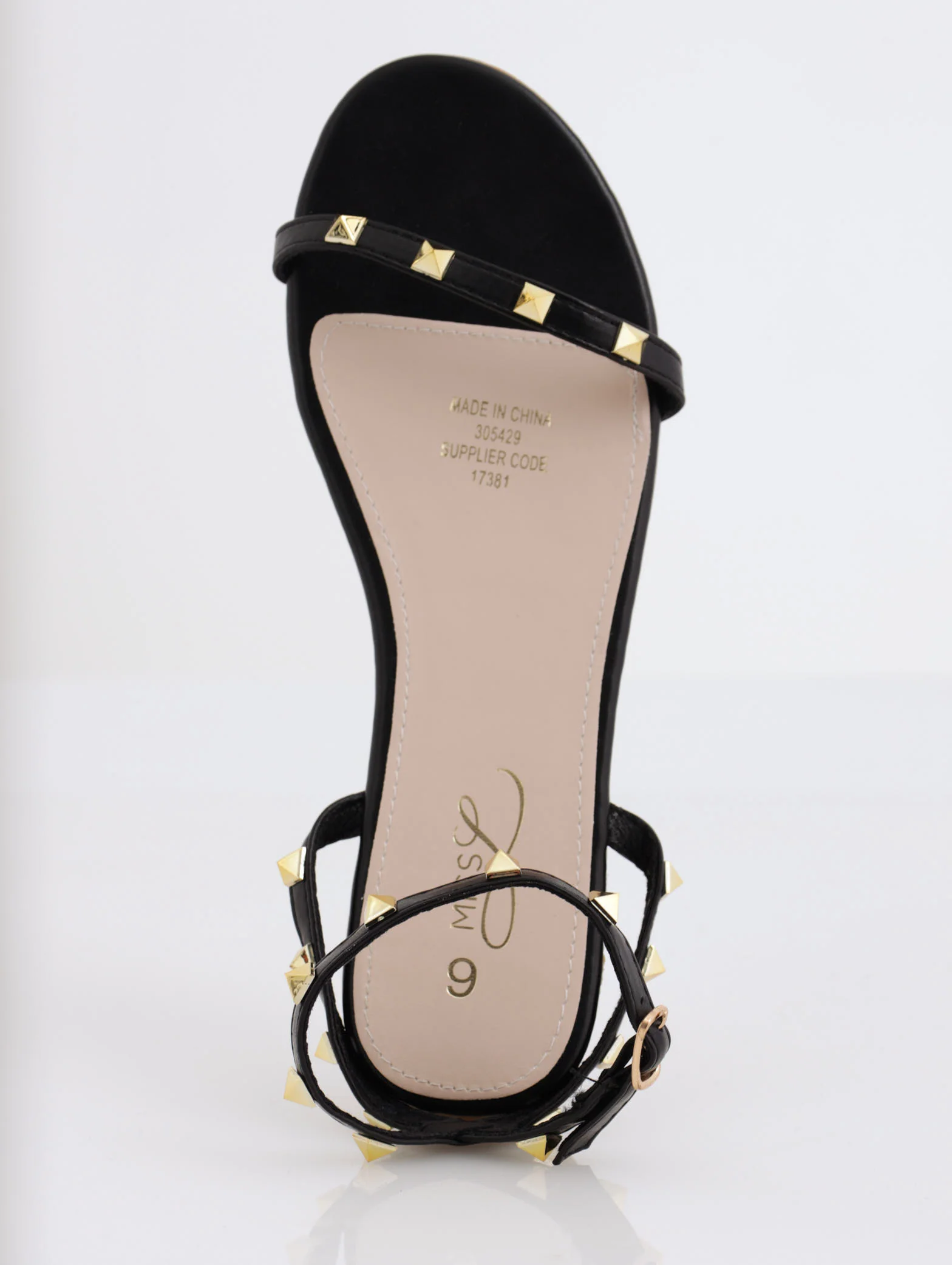 Studded Ankle Strap Mule - Black - Image 2