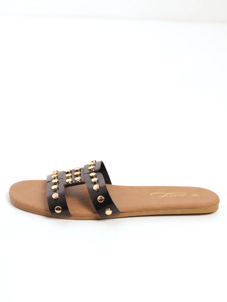 Studded Mule Sandal - Black - Image 2