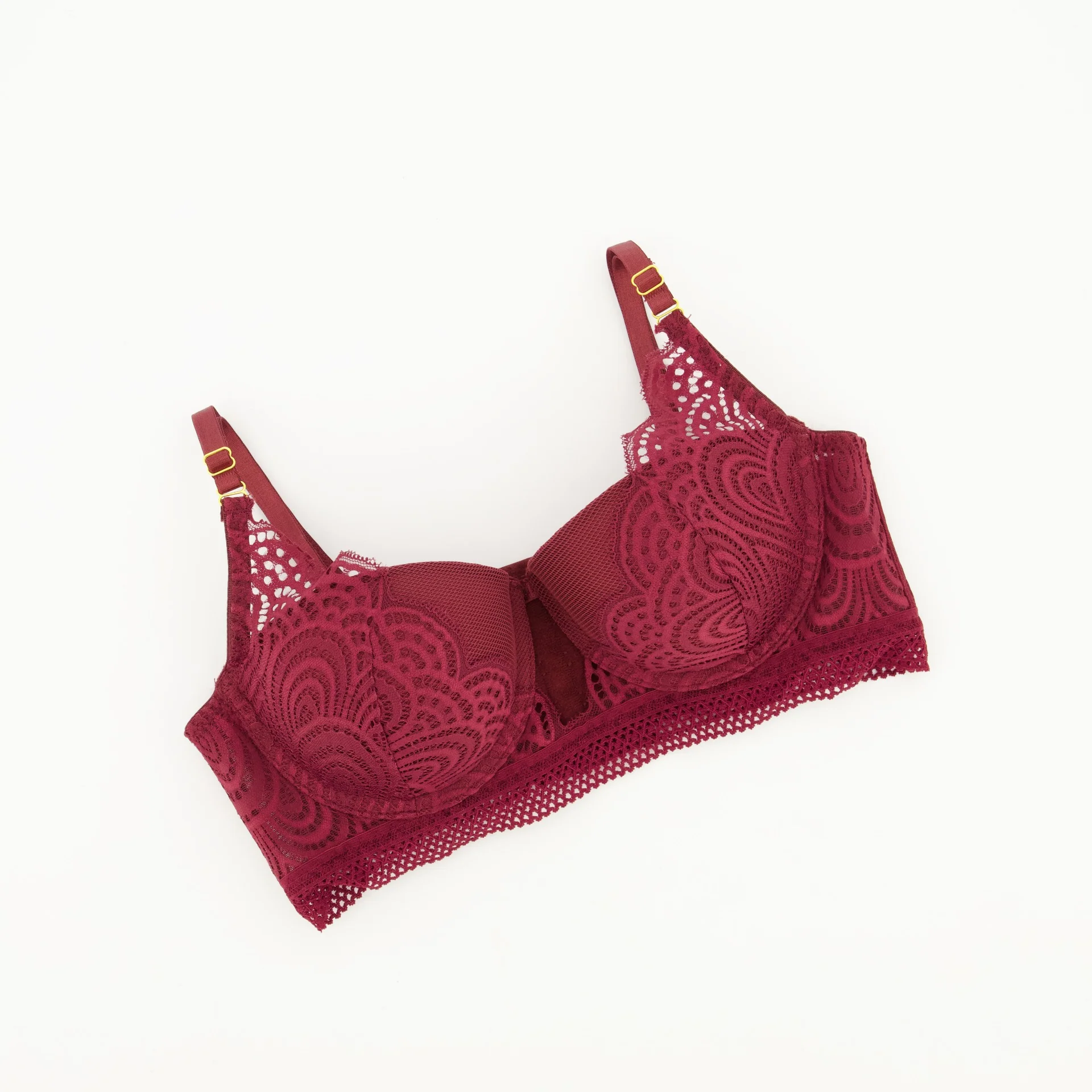Swirl Lace Balconette Bra - Winter Red