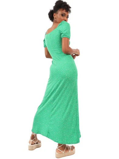 Tea Dress Knit Maxi Dress - Green - Image 3