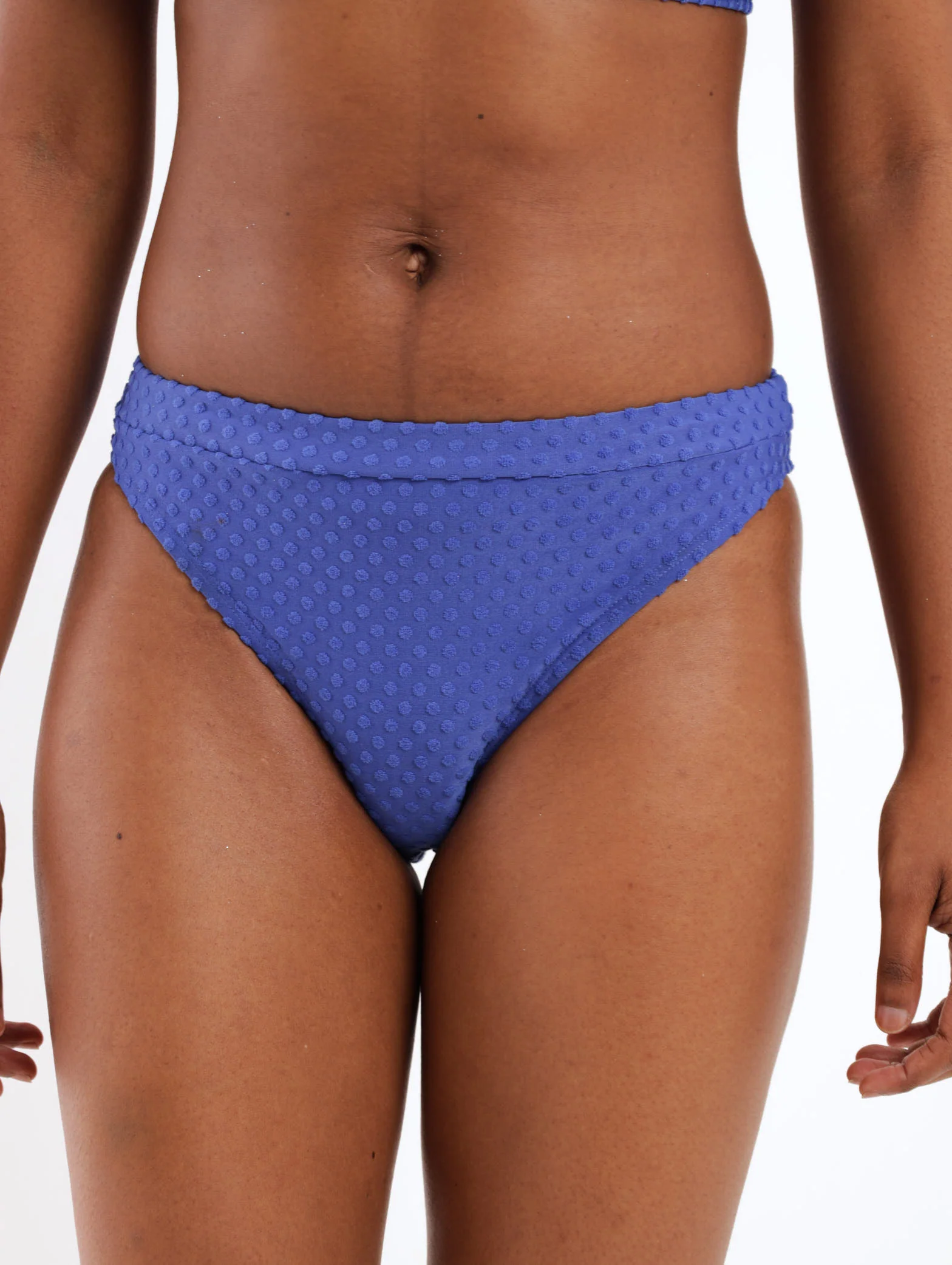 Texured Spot Bikini Swimwear Bottom - Blue