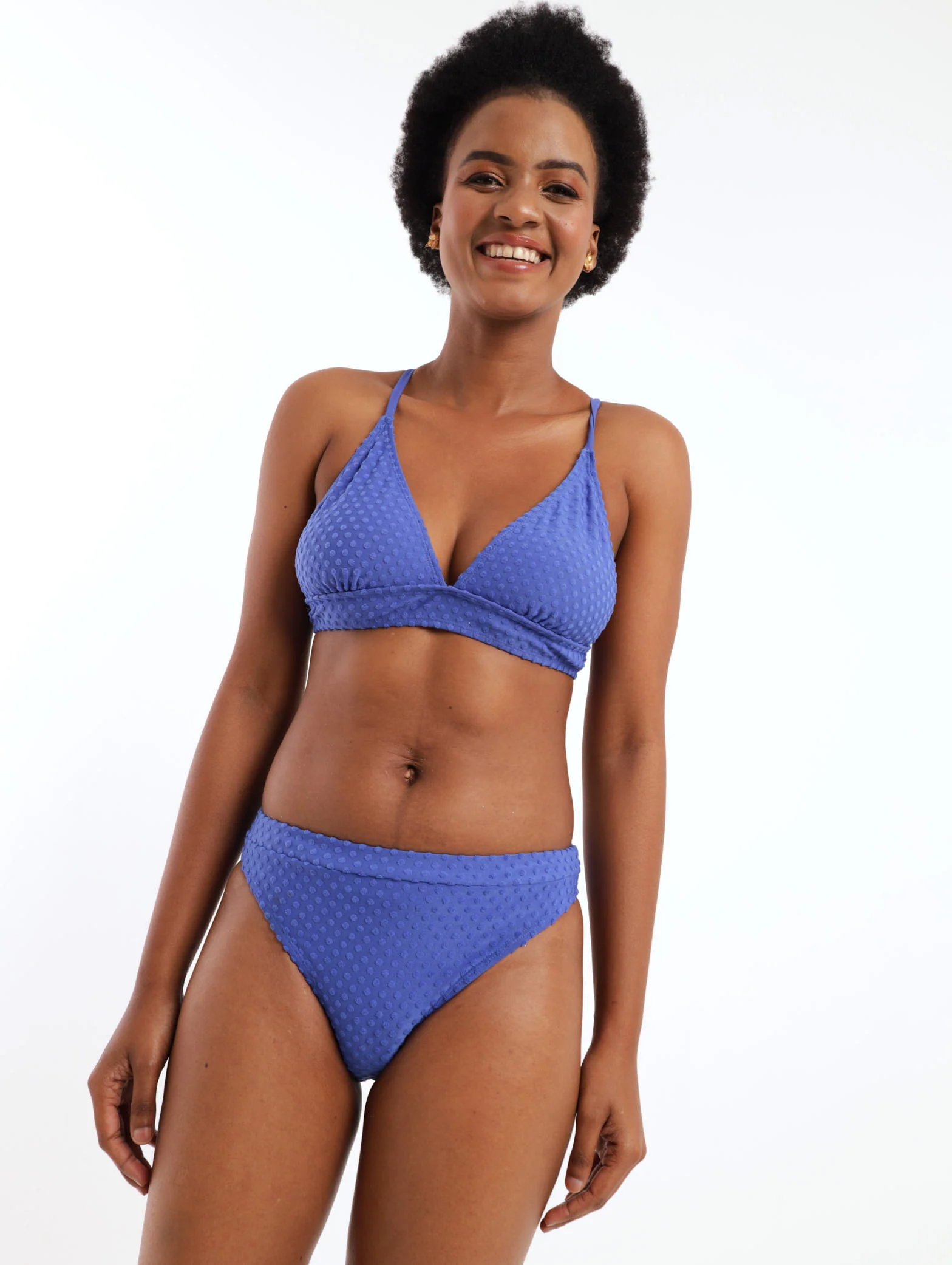 Texured Spot Bikini Swimwear Bottom - Blue - Image 2