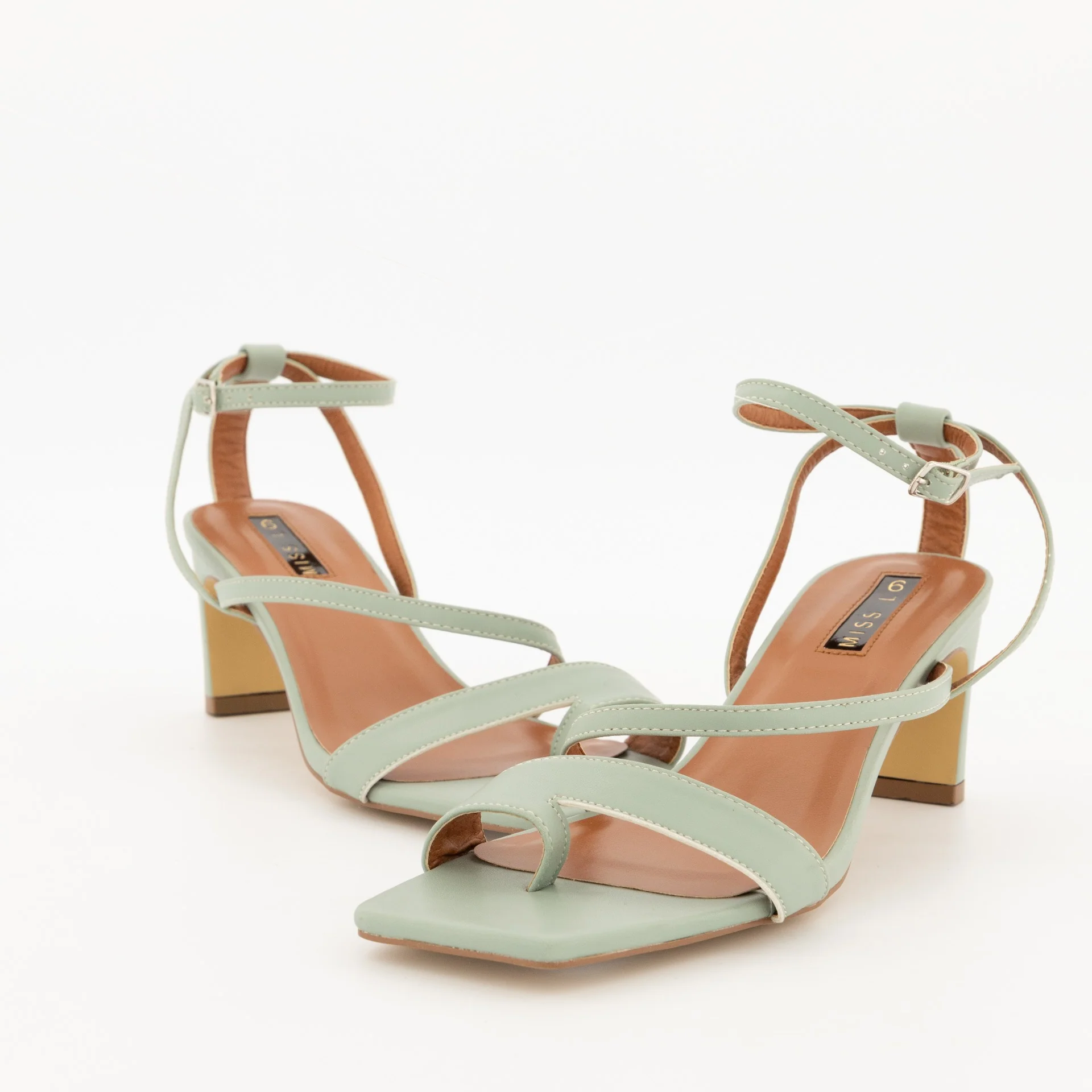 Thong with Vamp & Ankle Strap Flat Block Heel Sandal - Image 6