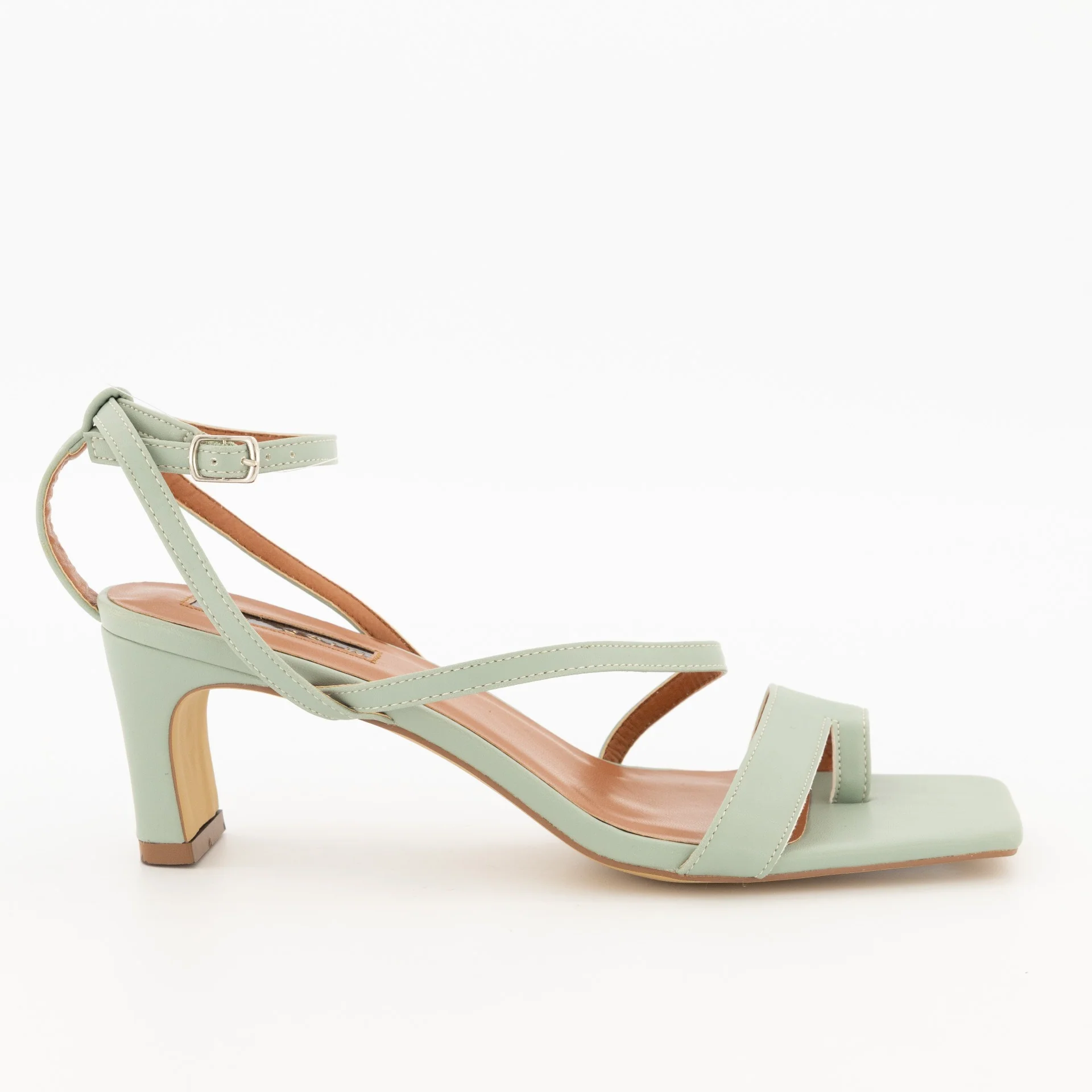 Thong with Vamp & Ankle Strap Flat Block Heel Sandal - Image 7