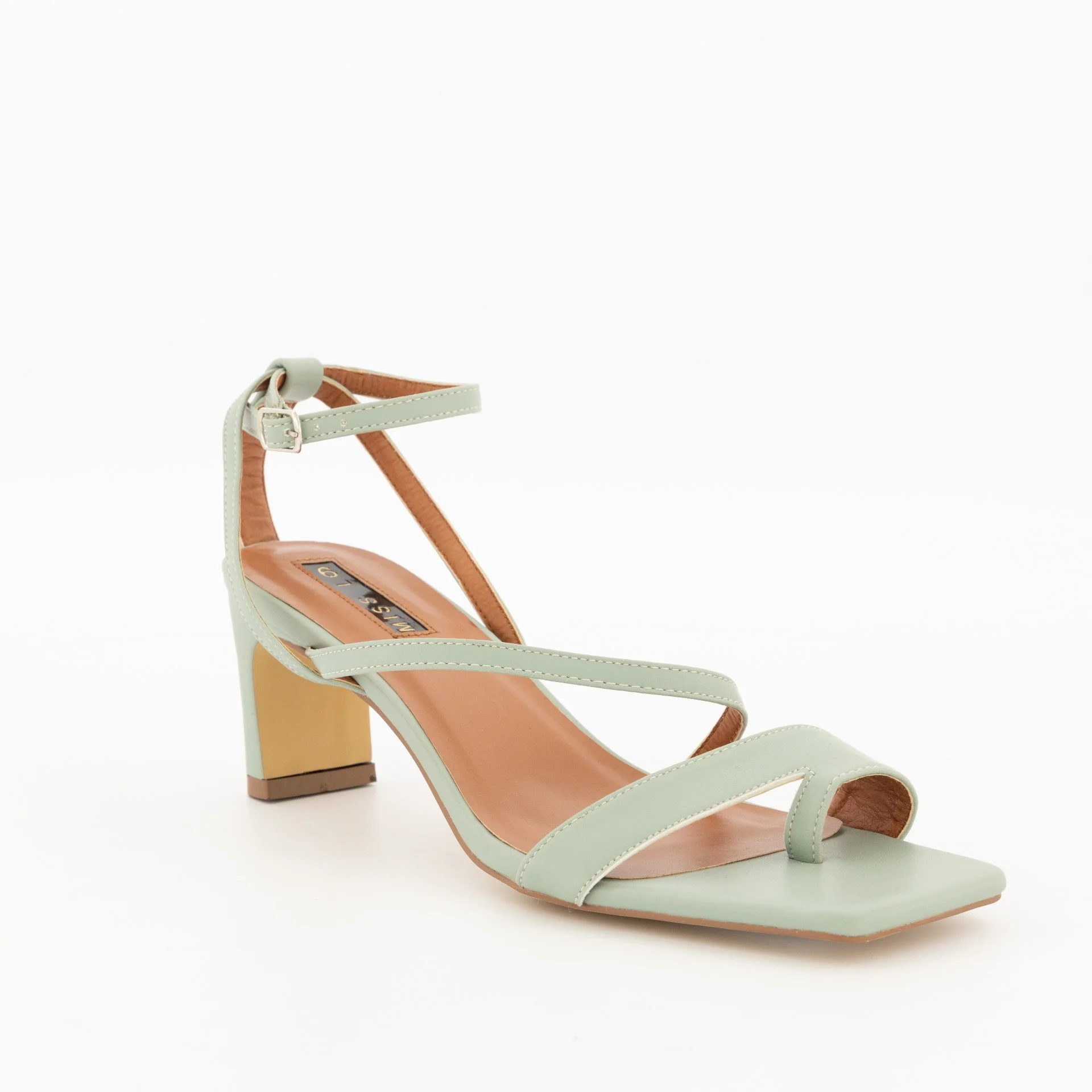 Thong with Vamp & Ankle Strap Flat Block Heel Sandal - Image 8