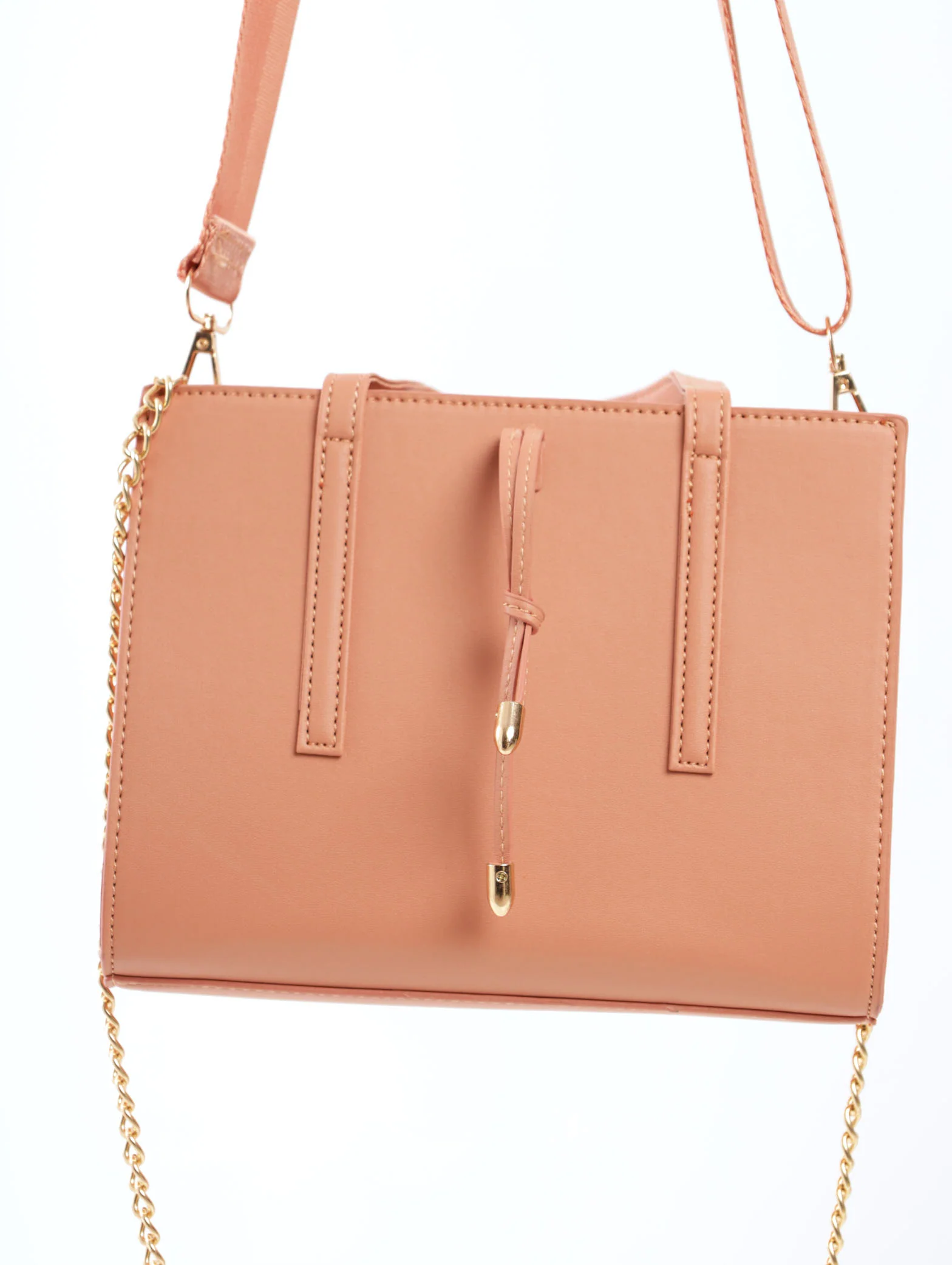 Tie Detail Mini Tote Bag - Dusty Pink - Image 3