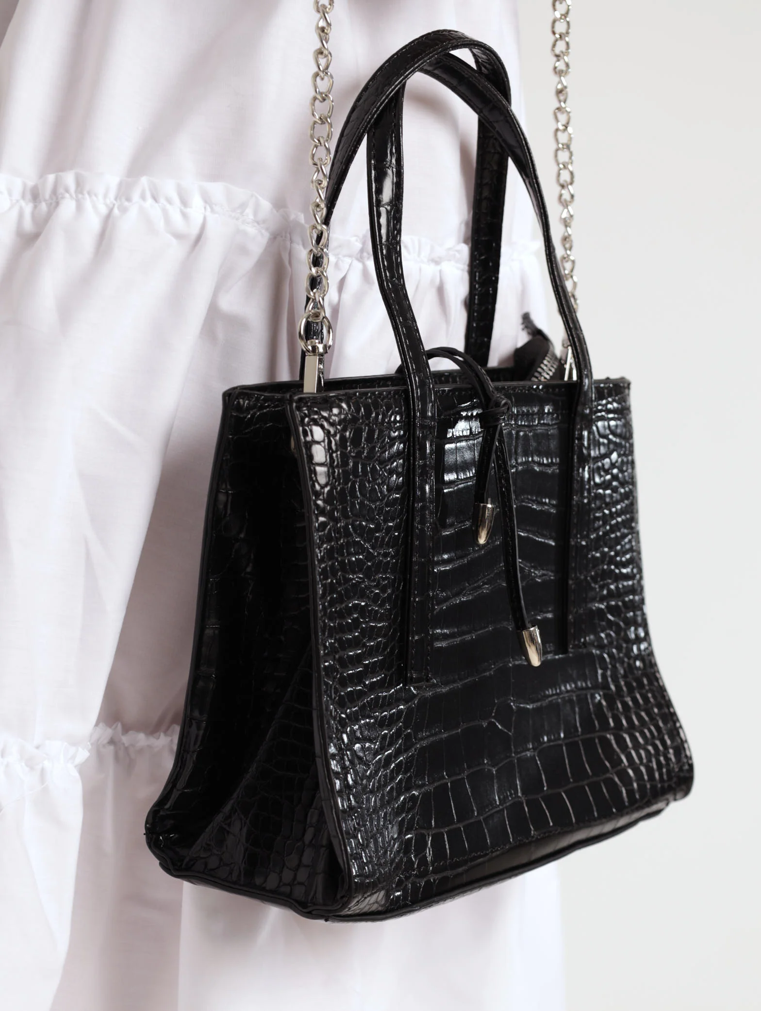 Tie Detail Updated Mini Tote Bag - Blackmail - Image 2