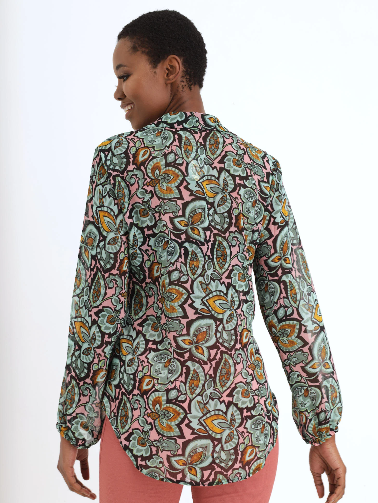 Tie Front Printed Blouse - Image 4
