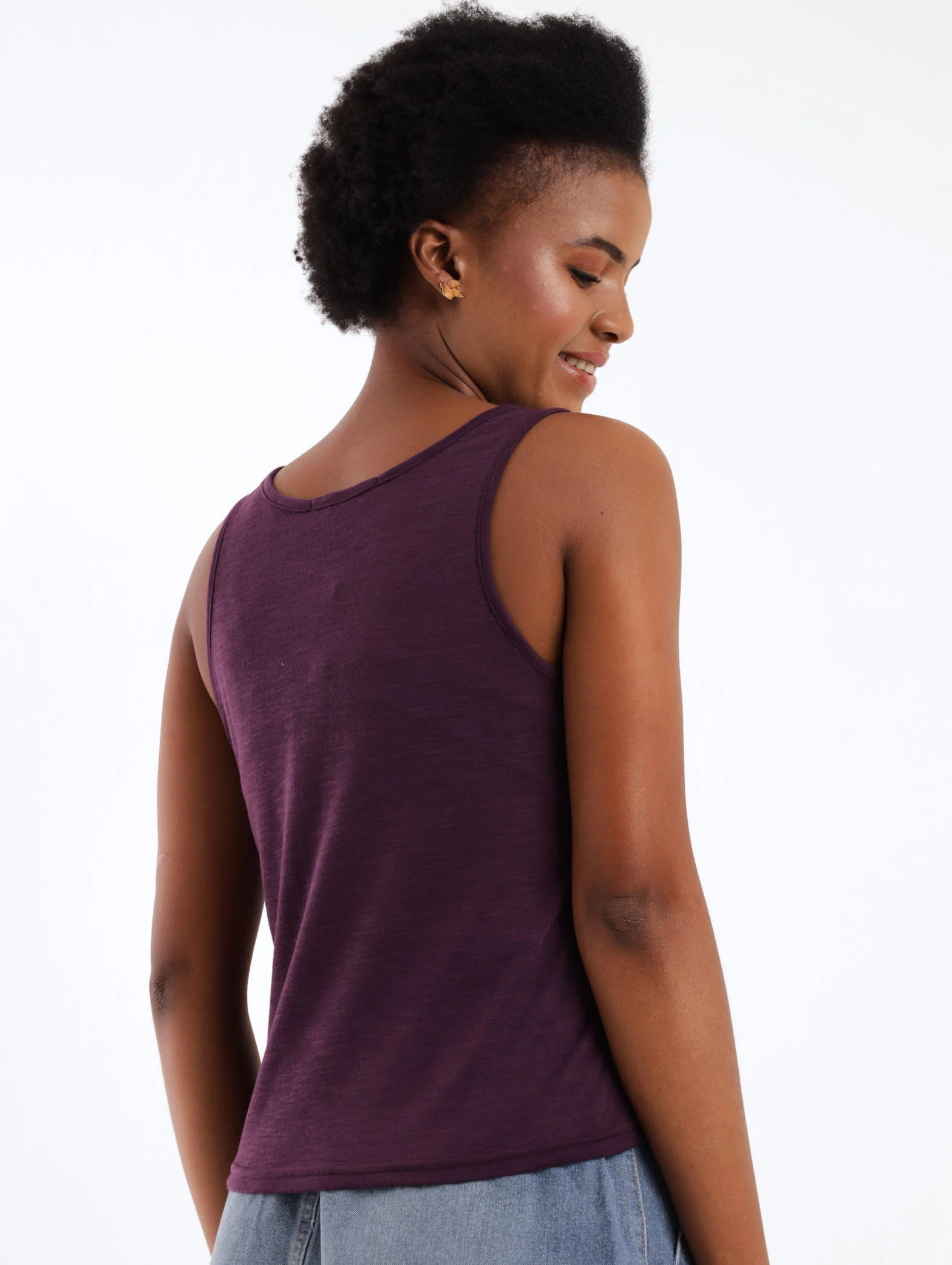 Tie Front Tank Top - Berry - Image 4