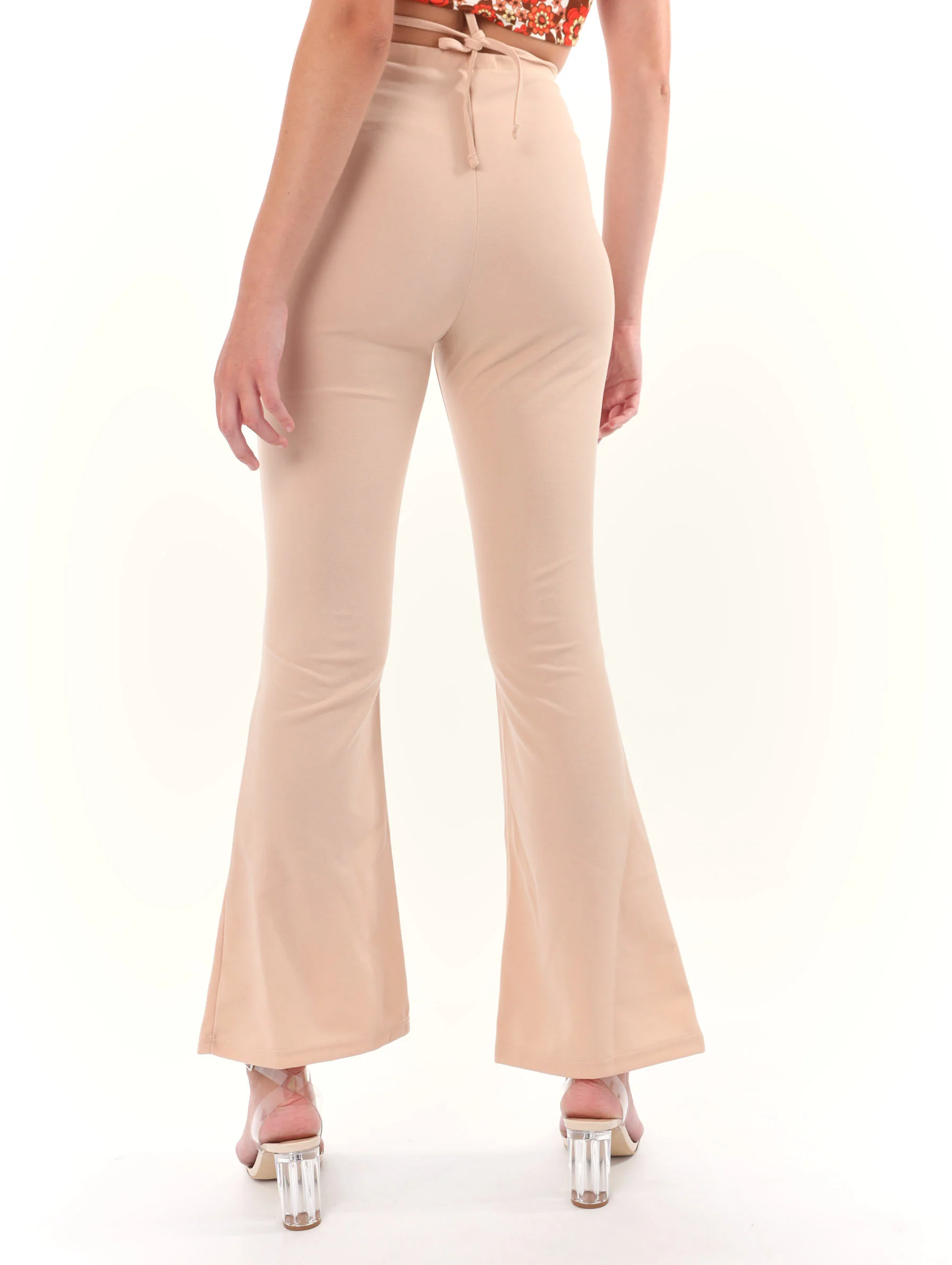 Tie Waist O-Ring Detail Bootleg Pant - Brown - Image 2