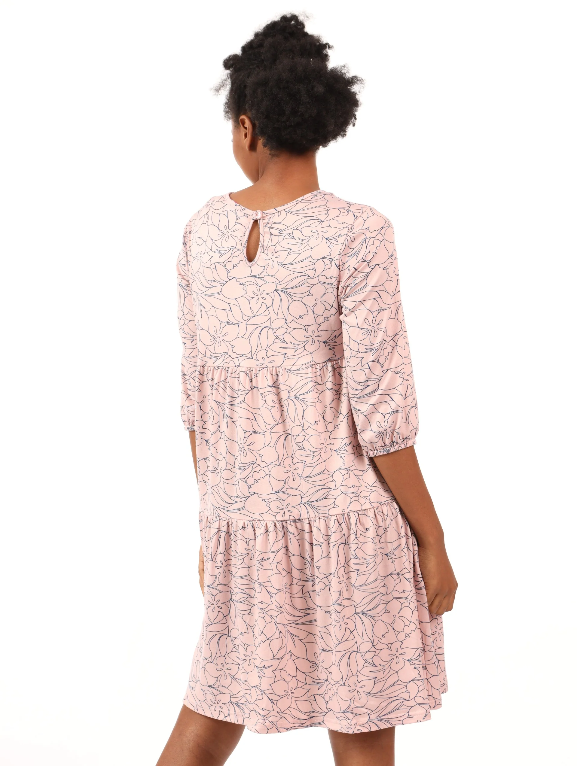 Tier Hibiscus Dress - Blush - Image 3