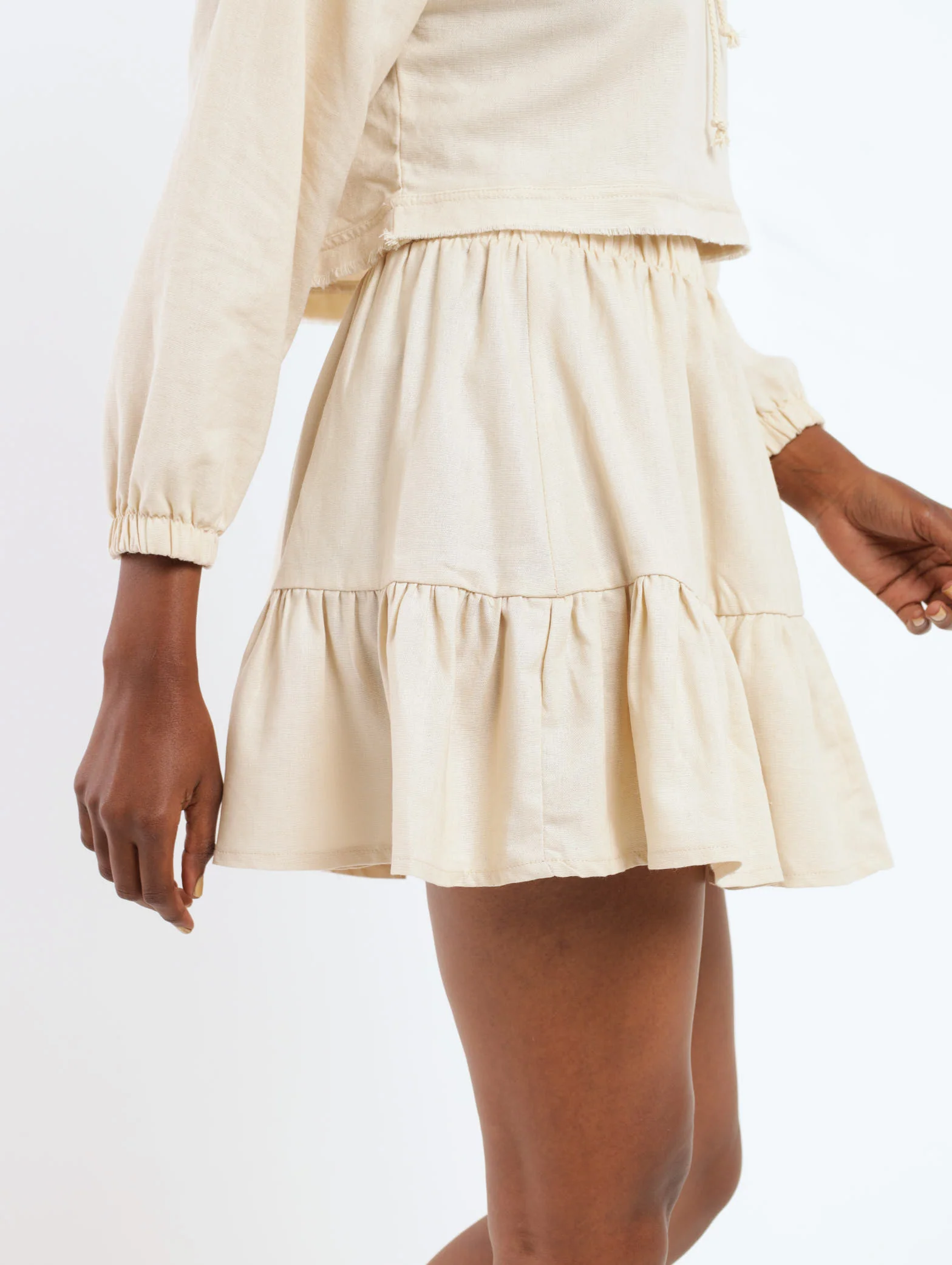 Tiered Mini Skirt - Cream - Image 3
