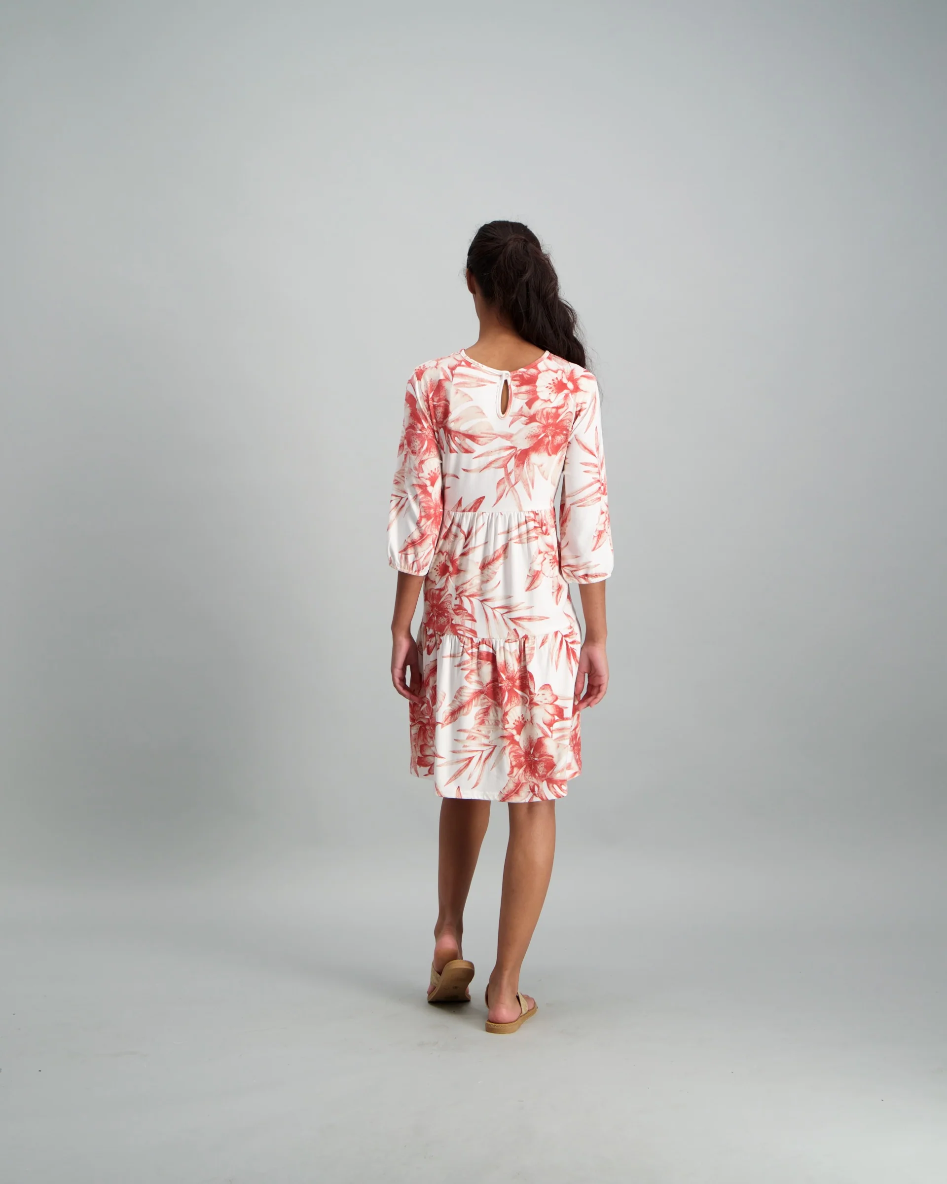 Tiered Palm Dress - Cream/Rust - Image 3