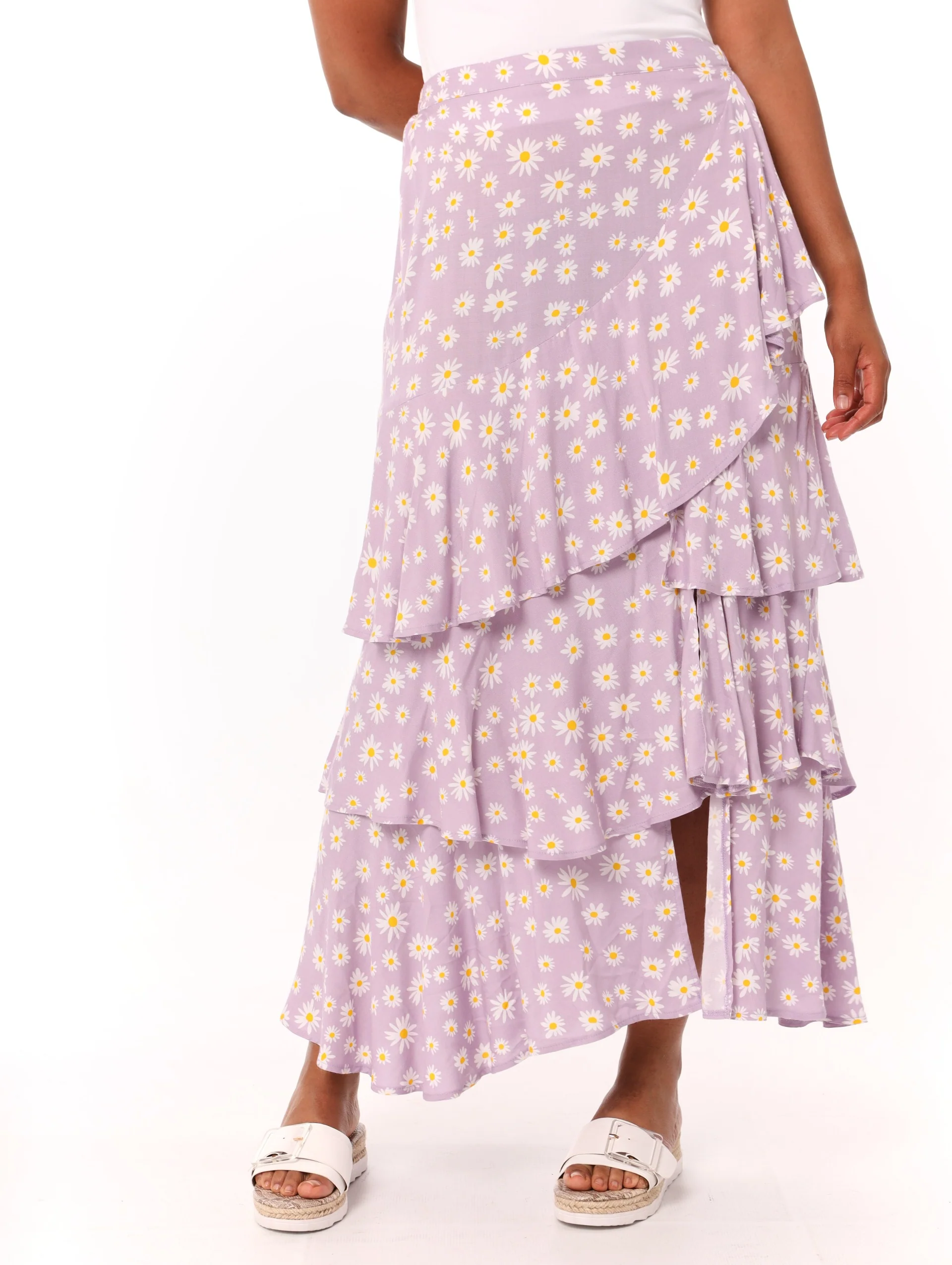 Tiered Split Front Maxi Skirt