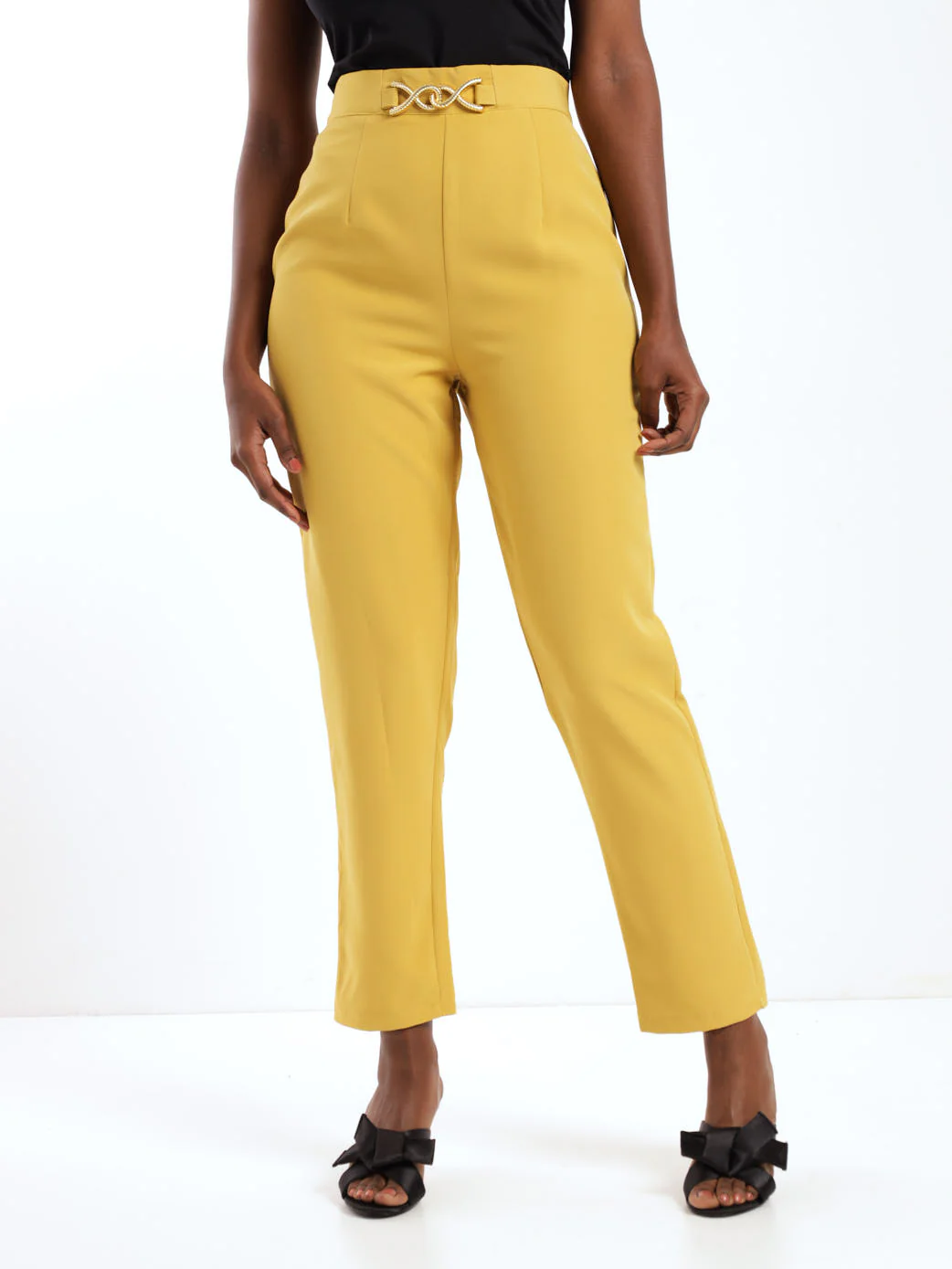 Trim Waist Detailed Pant - Chartreuse