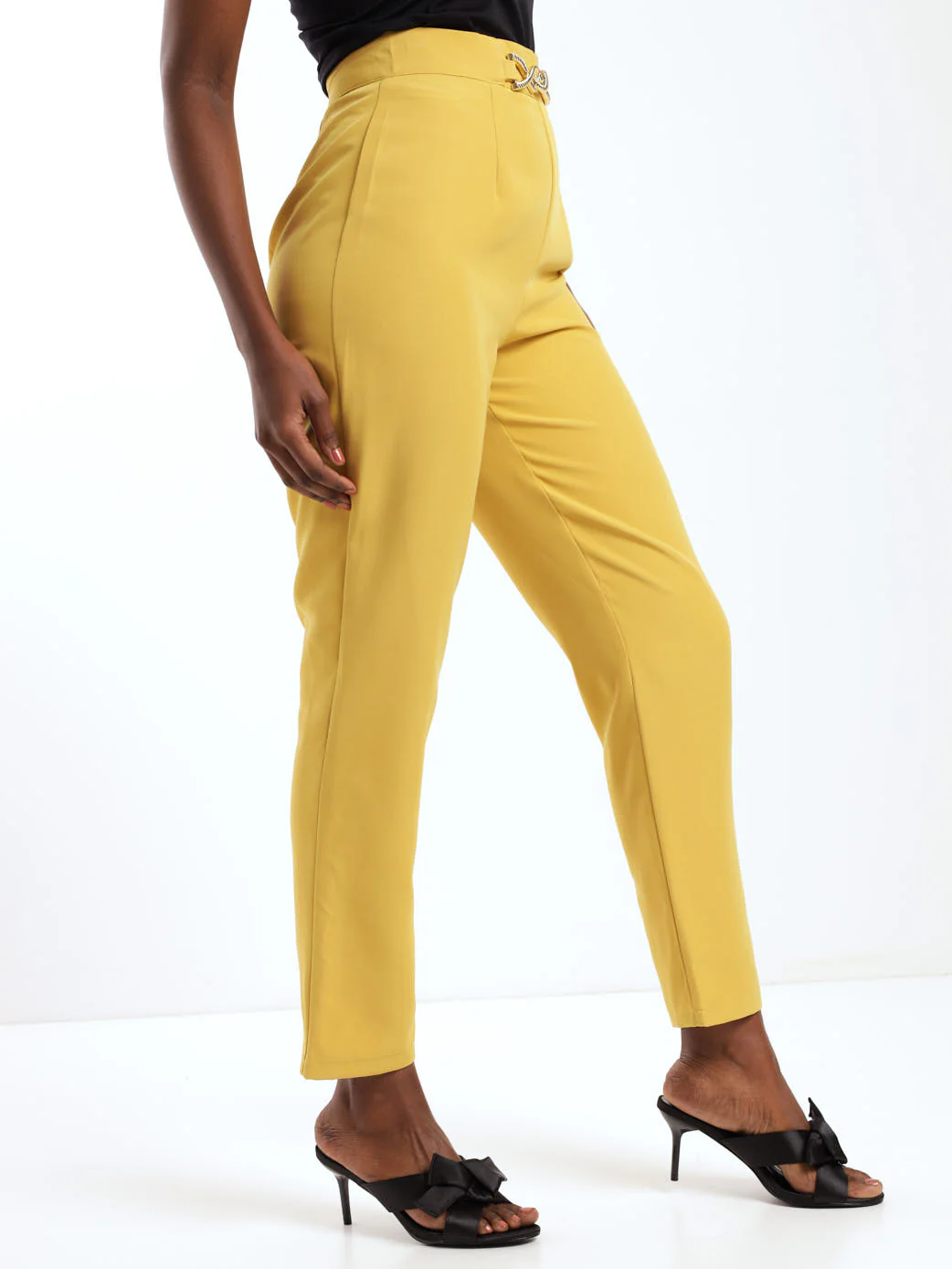Trim Waist Detailed Pant - Chartreuse - Image 3