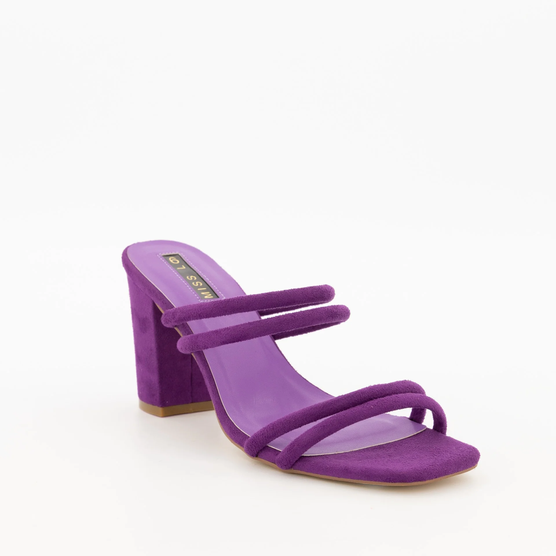 Tube Strap Push-In Square Toe Block Heel