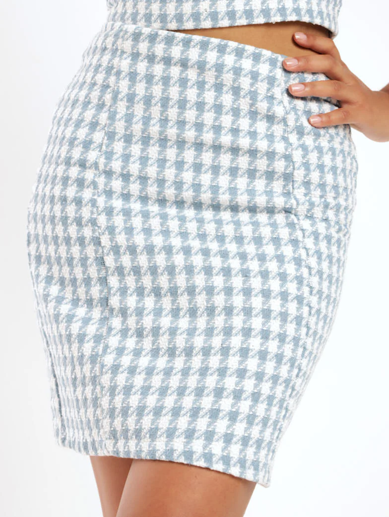 Tweed Mini Skirt - Blue
