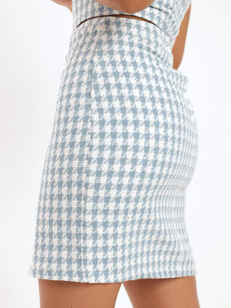 Tweed Mini Skirt - Blue - Image 4