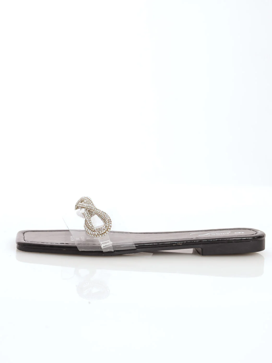 Twisted Diamante Tube Mule Sandal - Clear - Image 2