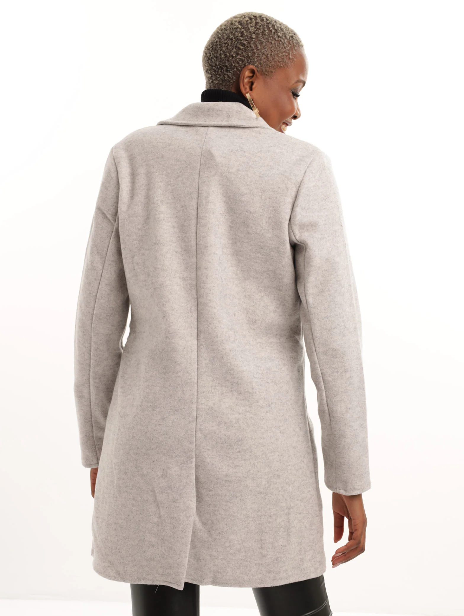 Unlined Blazer Coat - Grey Melange - Image 3