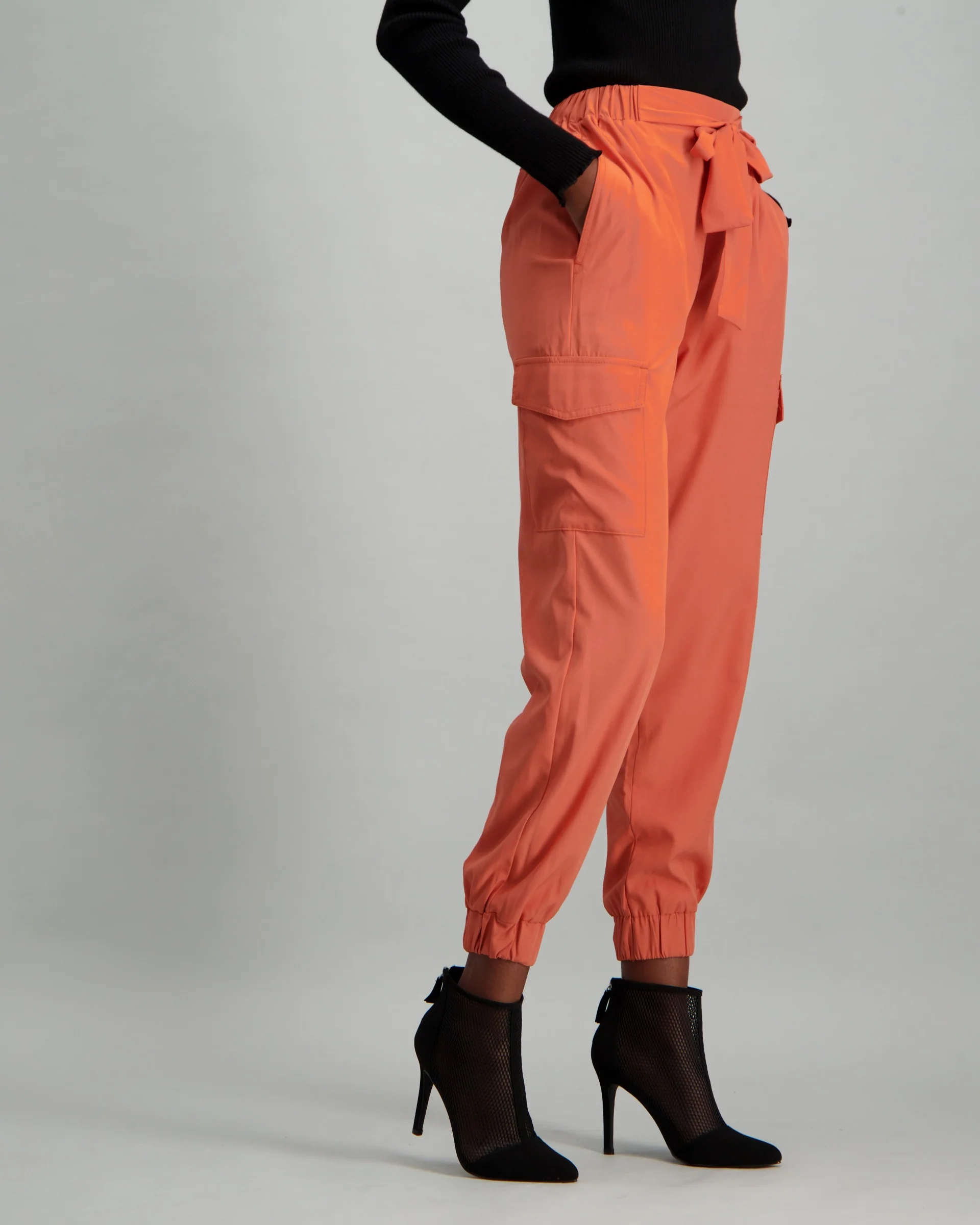 Utility Tie Front Soft Pant - Apricot - Image 3