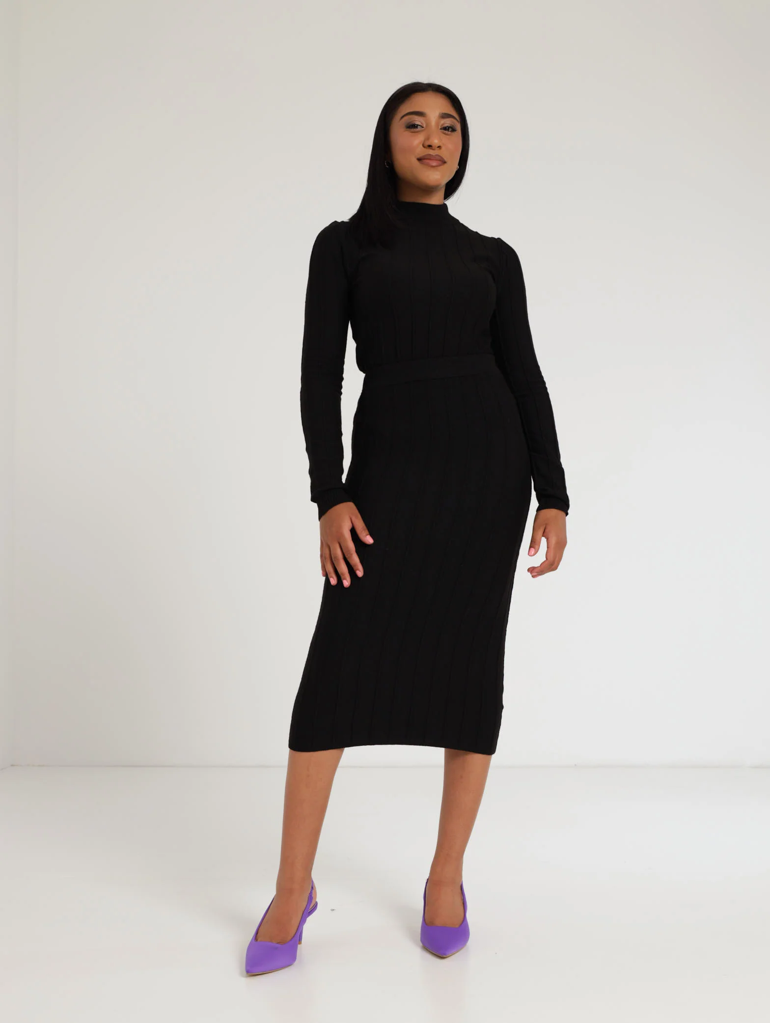 Vertical Stripe Skirt - Black - Image 2