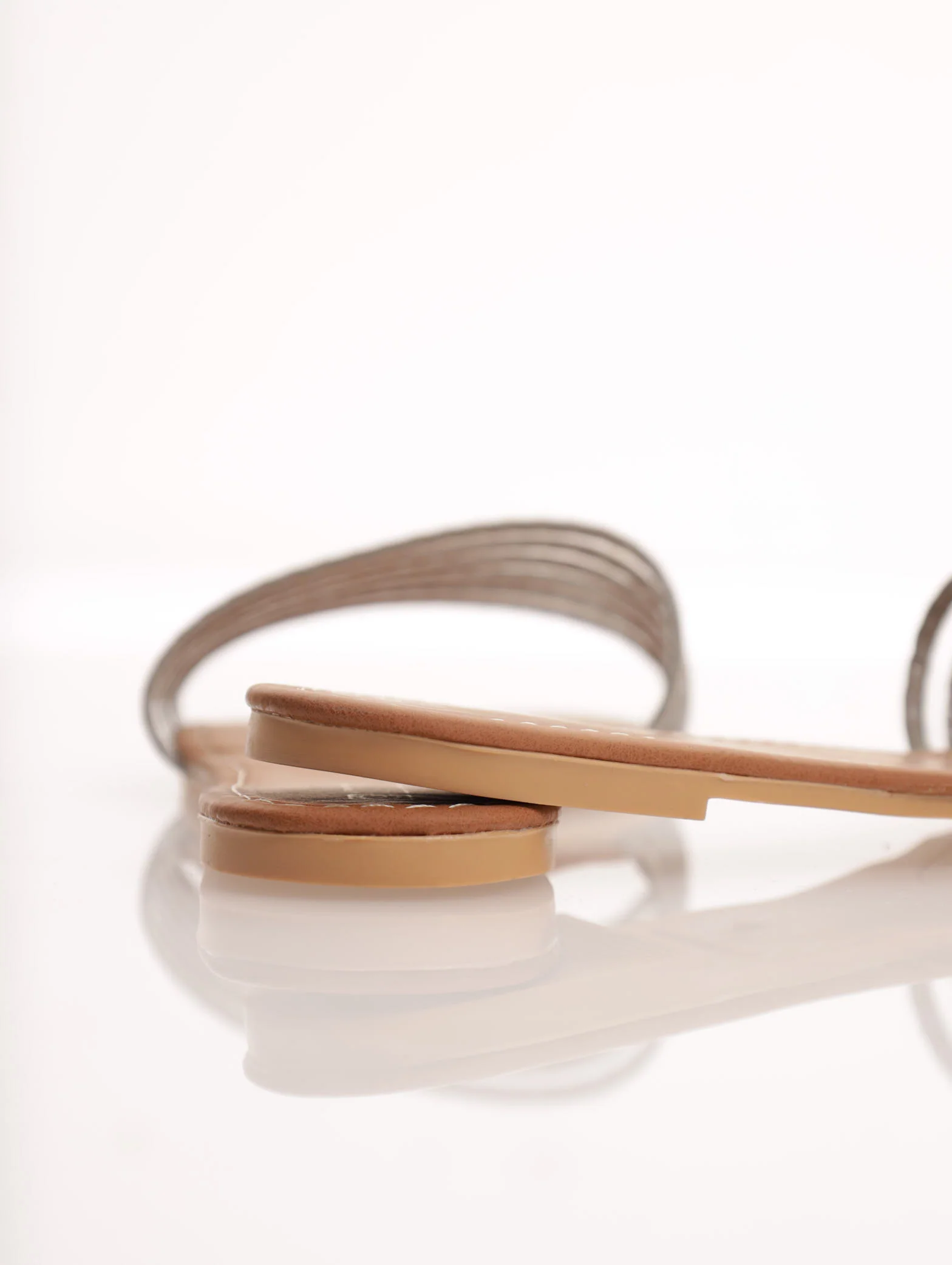 Vinyl Mule Sandal With Textured Stripes - Grey - Image 2