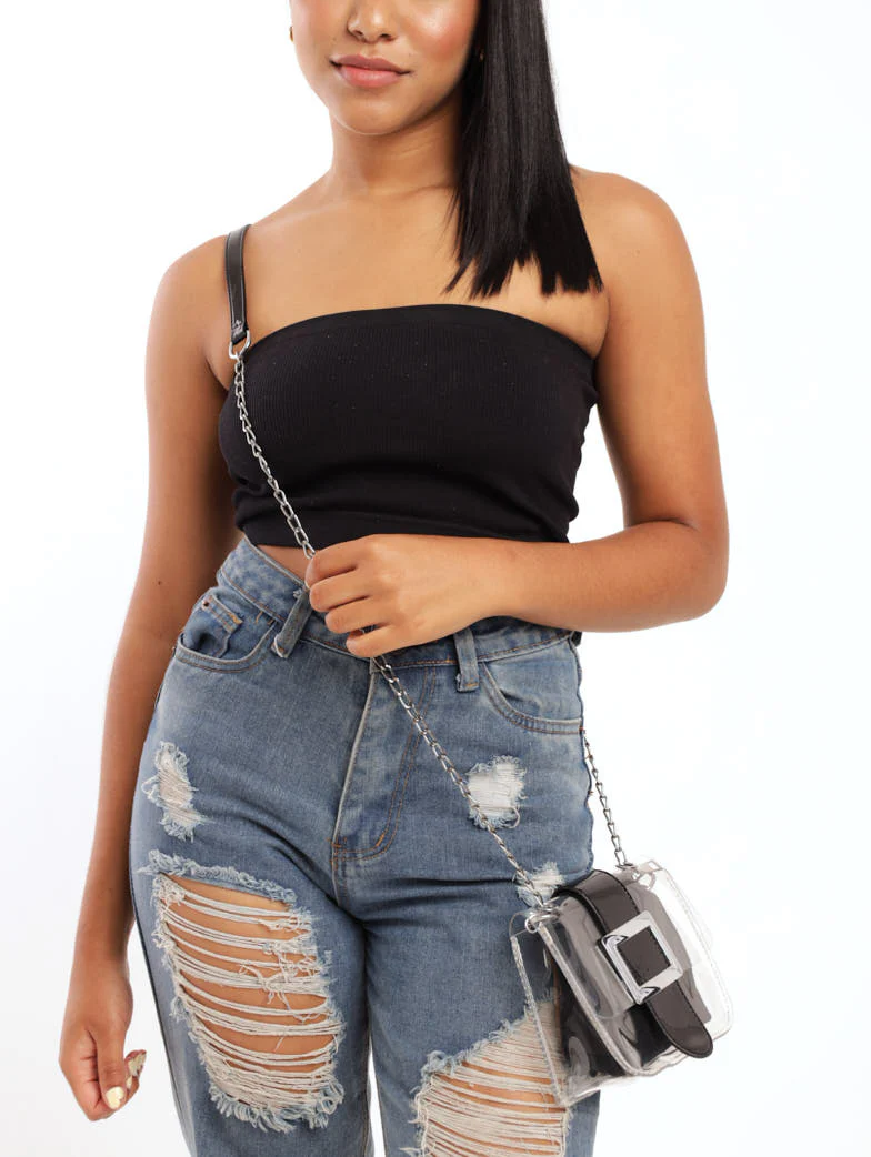 Vinyl Satchel With Inner Bag - Black - Image 2