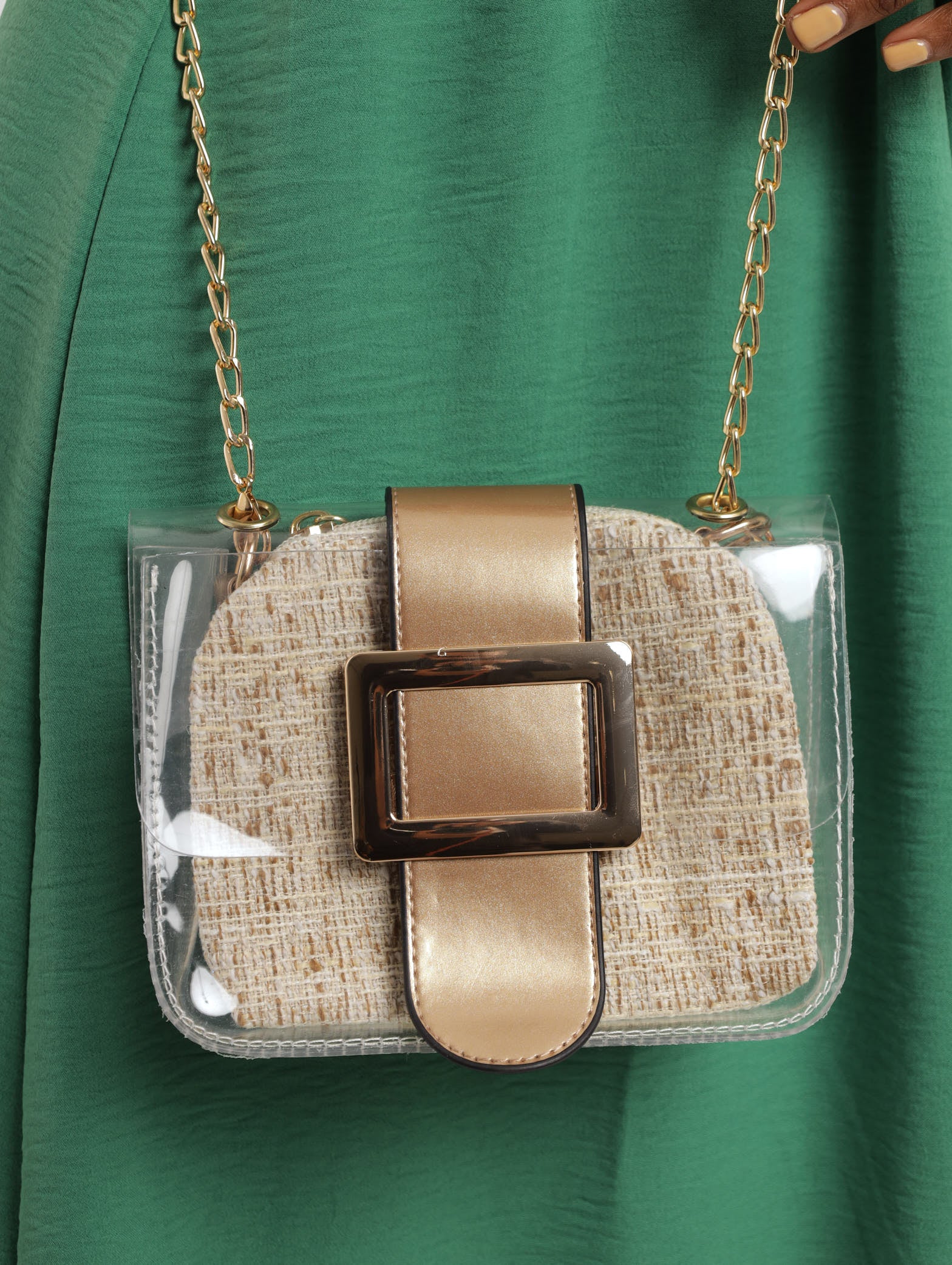 Vinyl Satchel With Inner Bag - Rose Gold