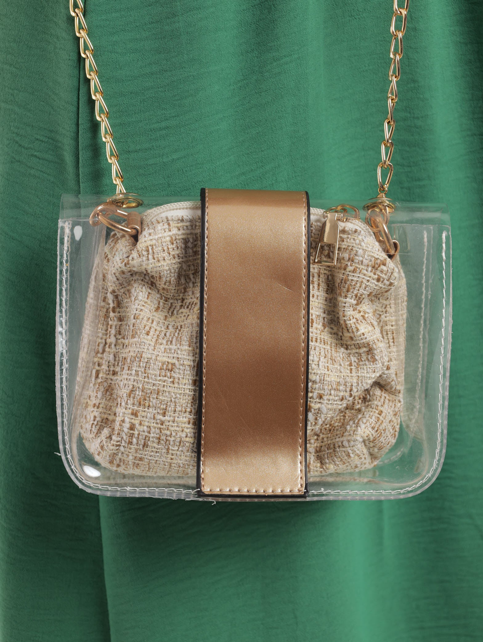 Vinyl Satchel With Inner Bag - Rose Gold - Image 3