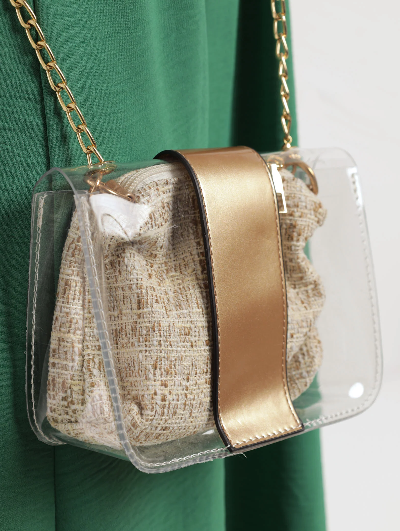 Vinyl Satchel With Inner Bag - Rose Gold - Image 4