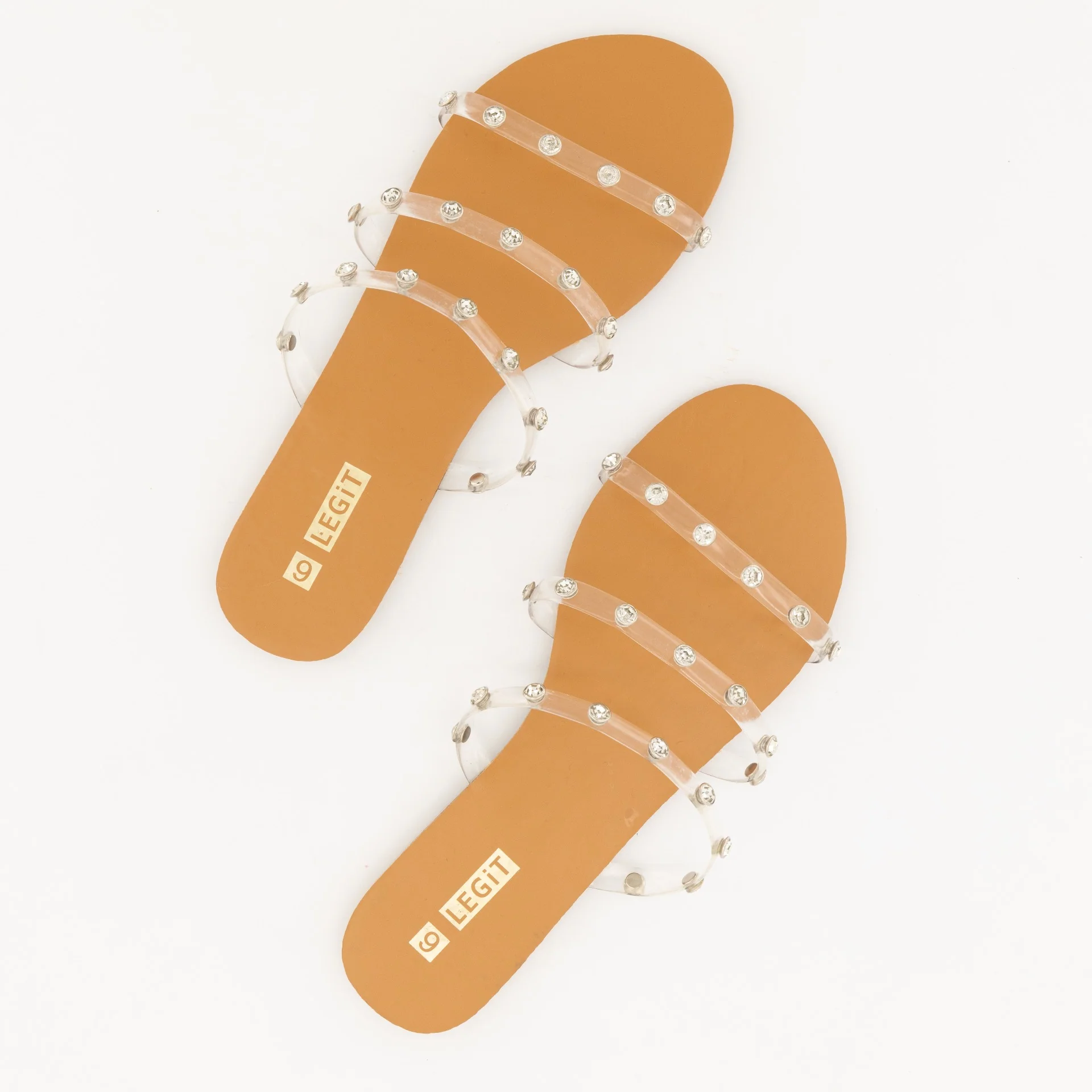Vinyl Strap Embellished Sandal