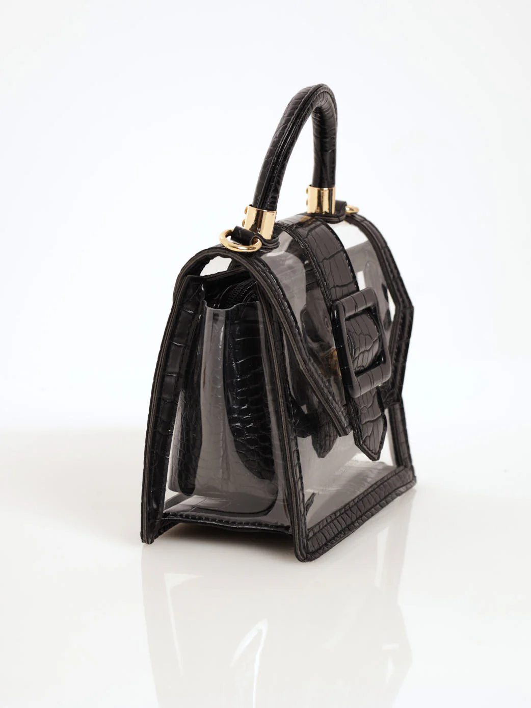 Vinyl Top Handle Chain Satchel Bag - Blackmail - Image 2