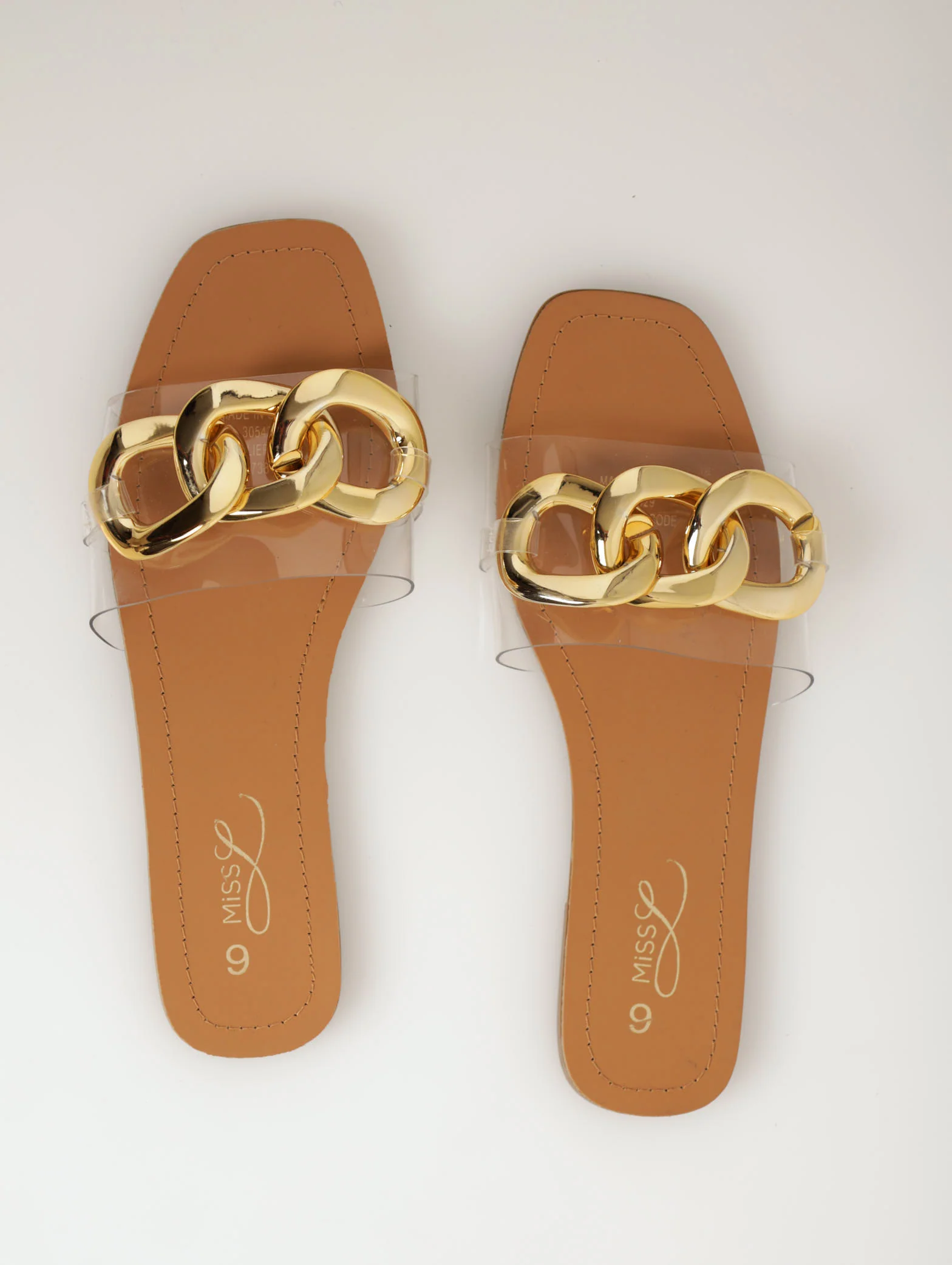 Vinyl With Chunky Chain Sandal - Gold - Image 3