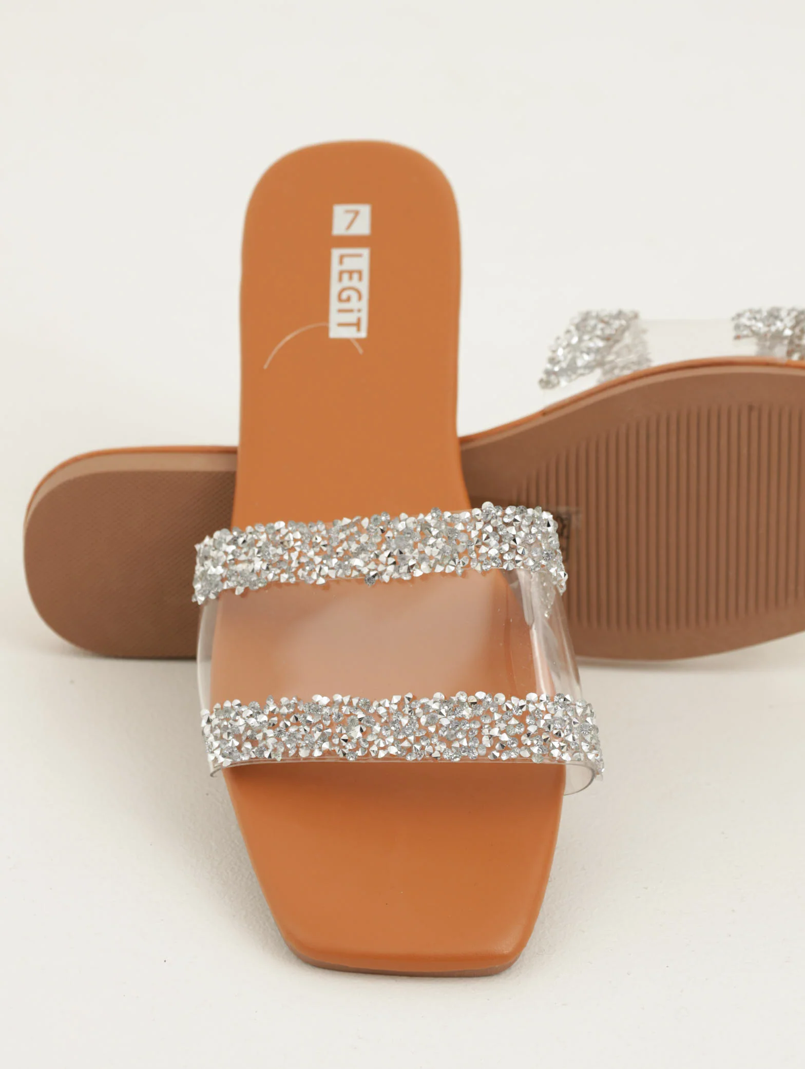 Vinyl With Crystal Frame Mule Sandal - Clear
