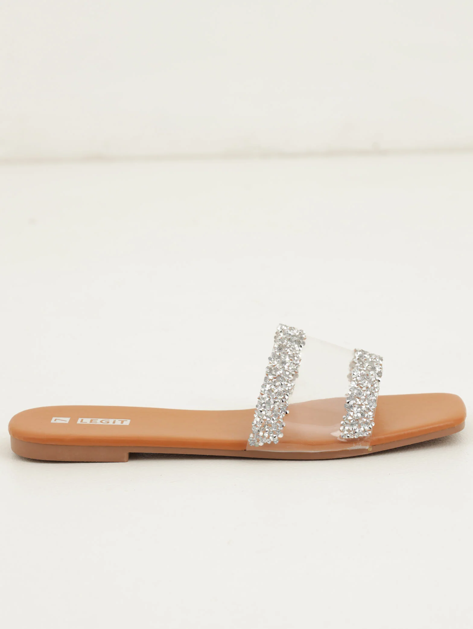 Vinyl With Crystal Frame Mule Sandal - Clear - Image 2