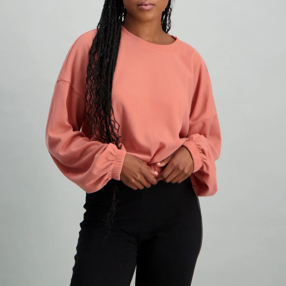 Waffle Pullover - Pink